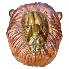 Sergio Bustamante Brass & Copper Lions Head for Wall Mounting