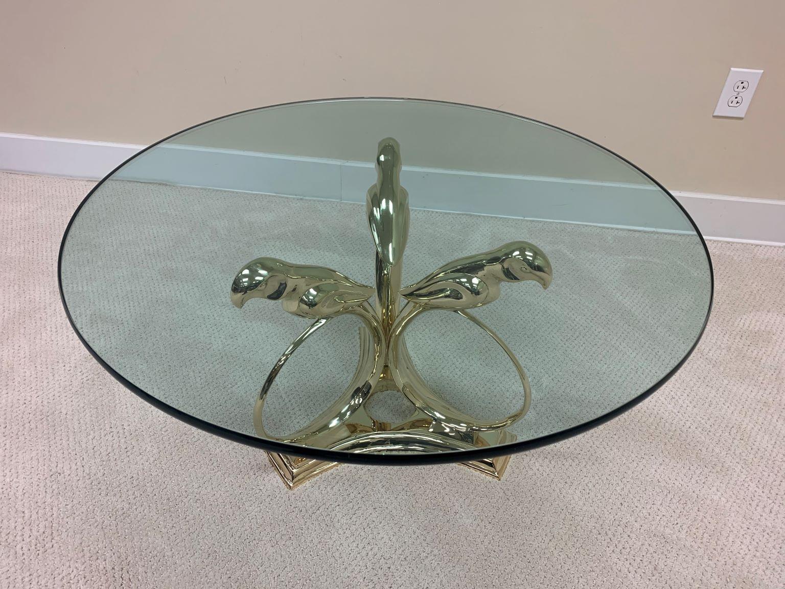 American Sergio Bustamante Brass Midcentury Hollywood Regency Coffee Table, circa 1970s