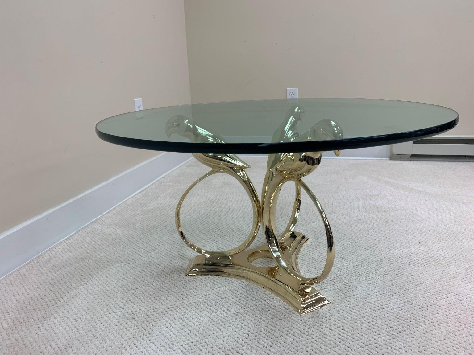 Sergio Bustamante Brass Midcentury Hollywood Regency Coffee Table, circa 1970s In Good Condition In Bernville, PA