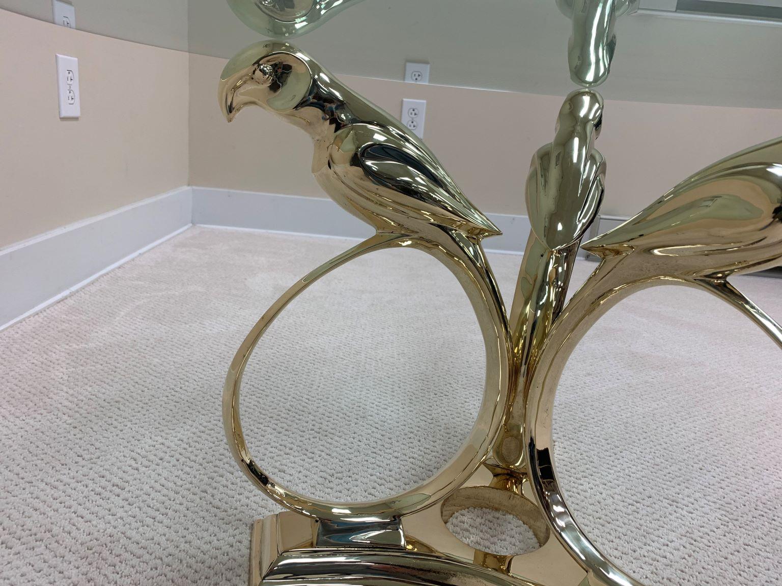 Glass Sergio Bustamante Brass Midcentury Hollywood Regency Coffee Table, circa 1970s