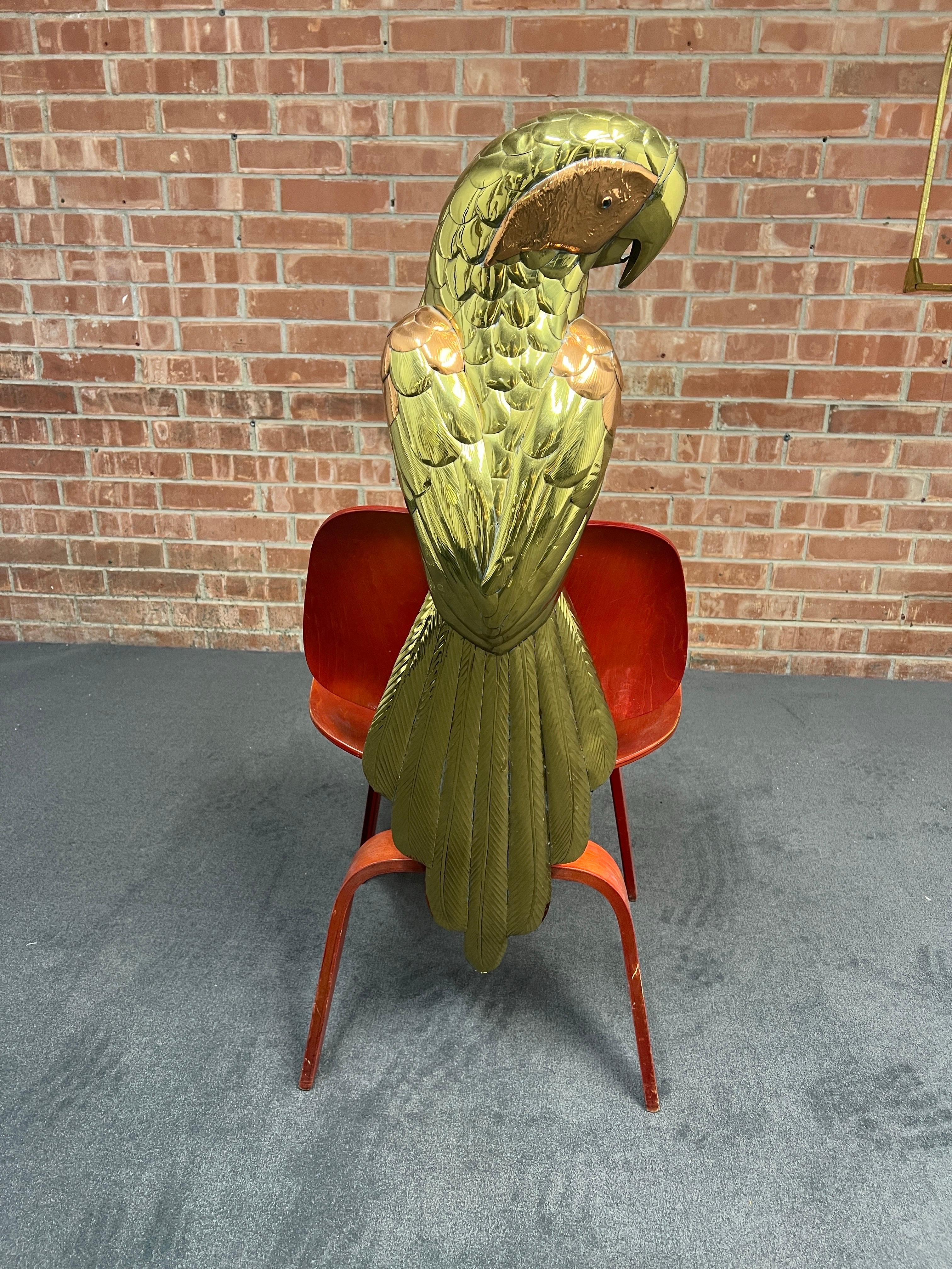 Sergio Bustamante Messing Papagei auf Schaukel - Mid-Century Modern Mexican Folk Art im Angebot 4