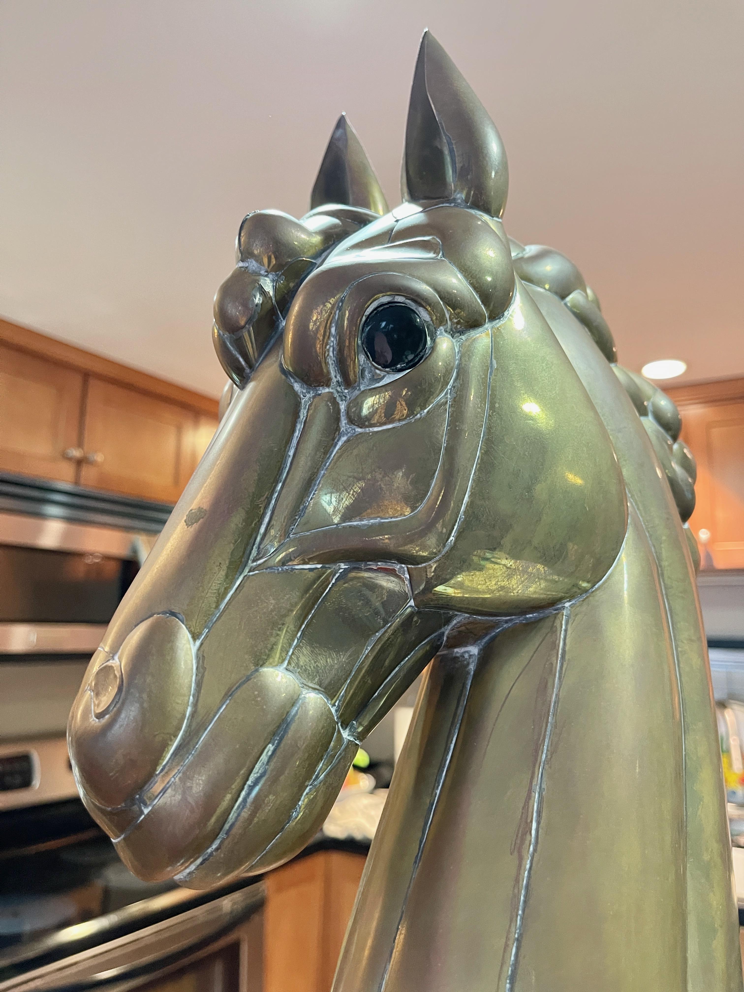 Sergio Bustamante Brass Seahorse on Marble Stand 4