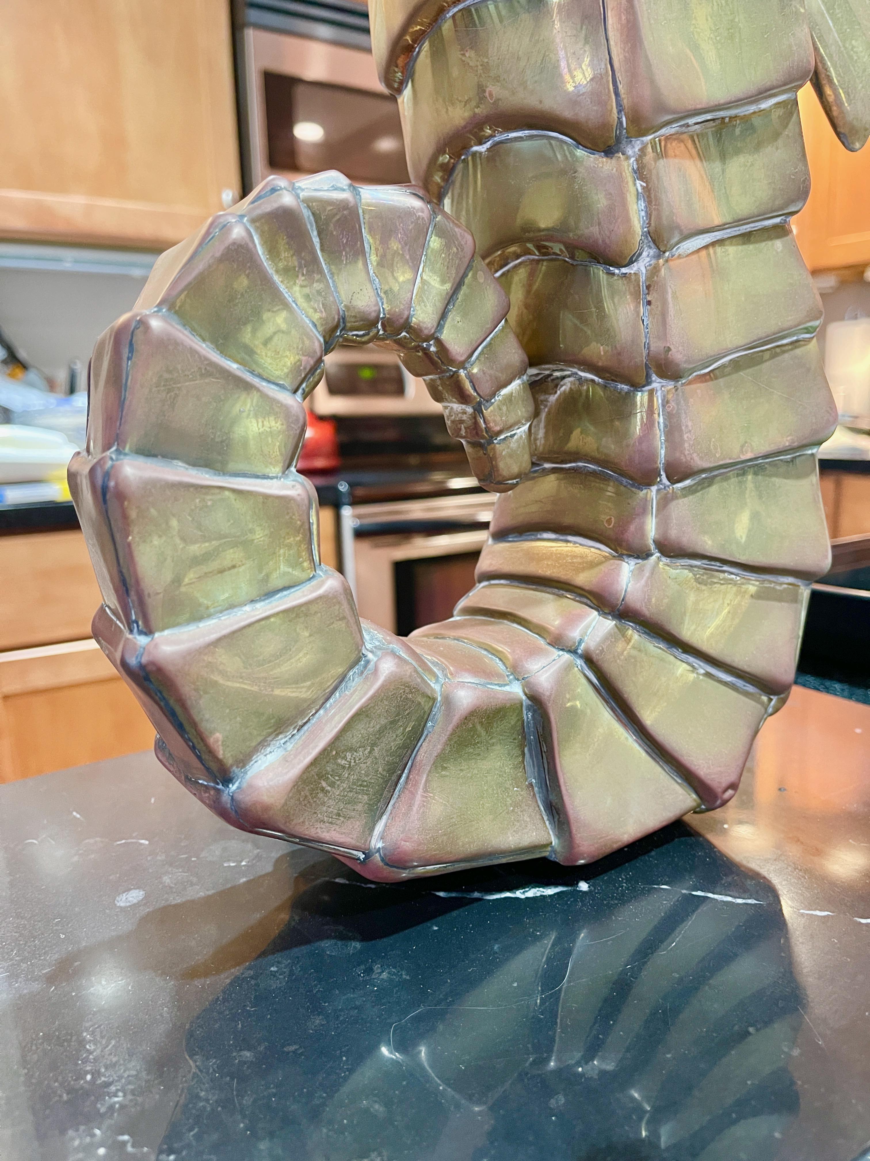 Sergio Bustamante Brass Seahorse on Marble Stand 5