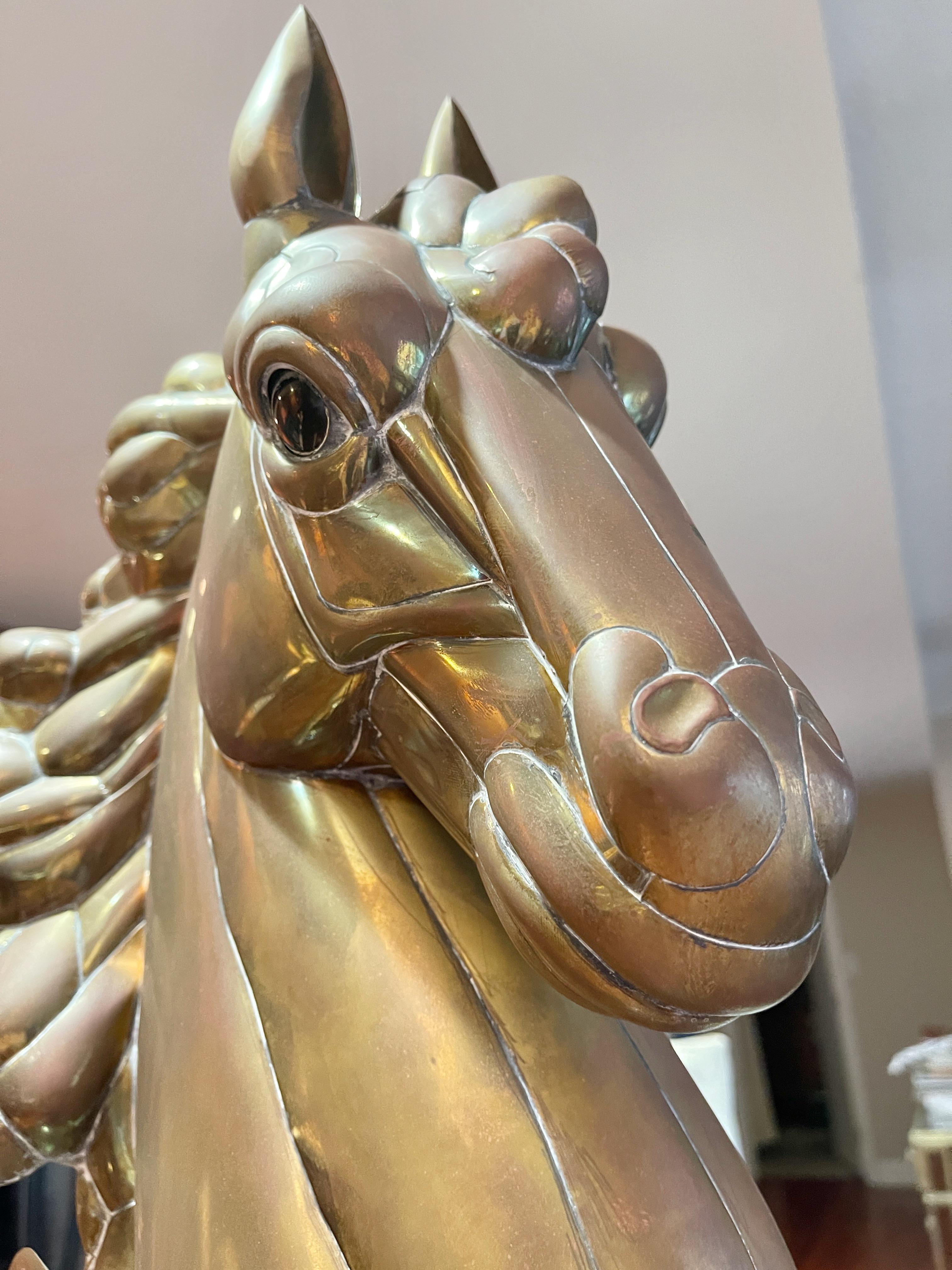 Sergio Bustamante Brass Seahorse on Marble Stand 3