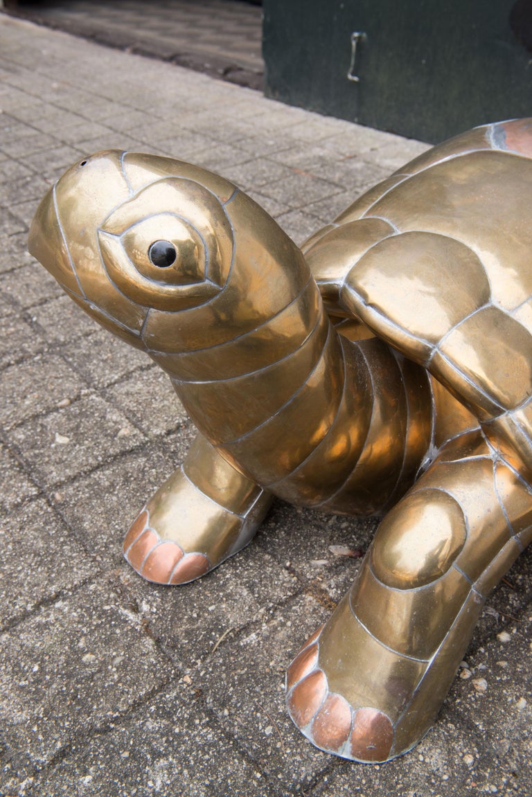 Mexican Sergio Bustamante Brass Turtle For Sale