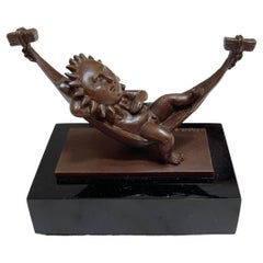 Sergio Bustamante Bronze Lounging Sun Sculpture 