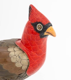 Sergio Bustamante Enameled Metal Cardinal Sculpture