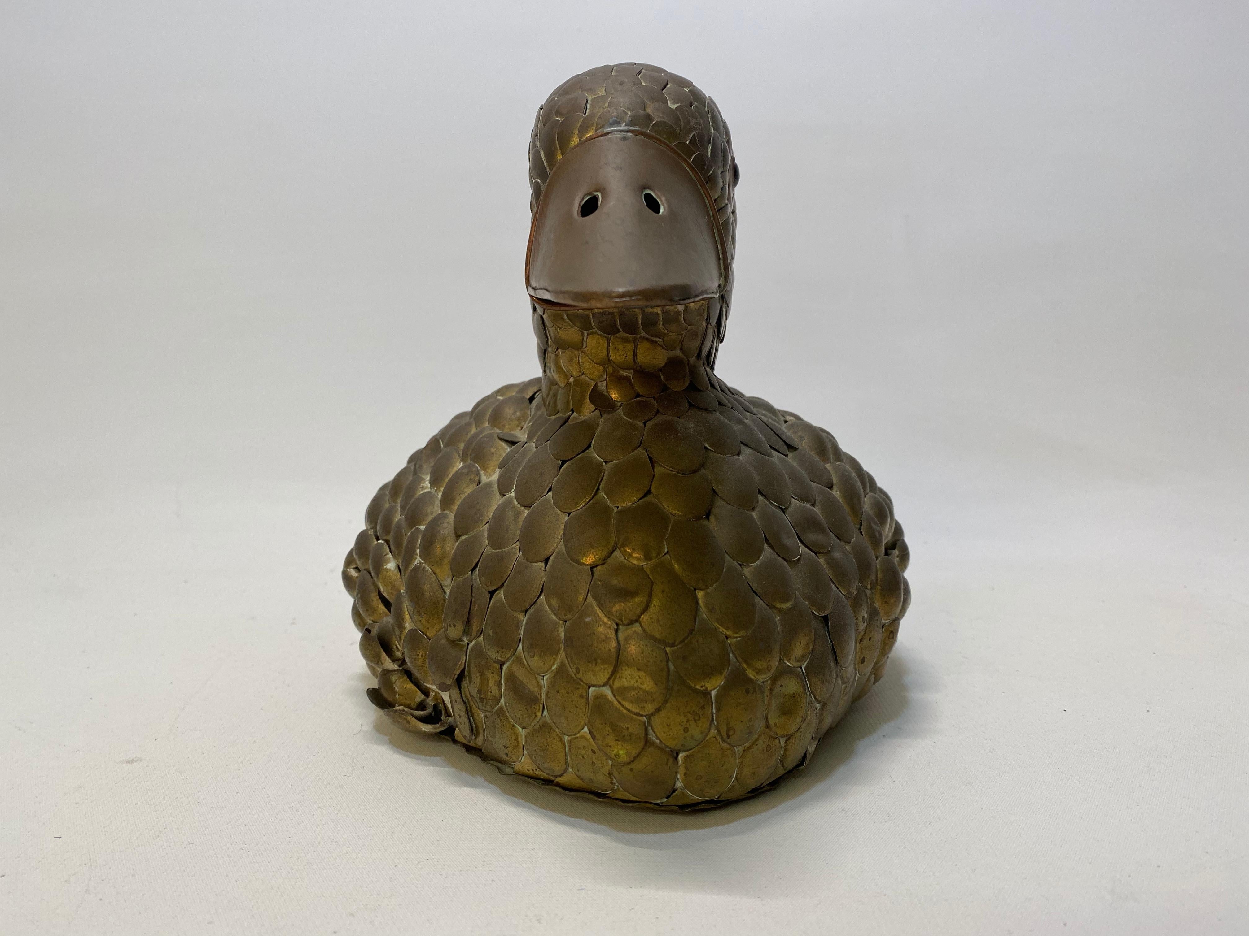 Mid-Century Modern Sergio Bustamante Copper and Brass Duck For Sale