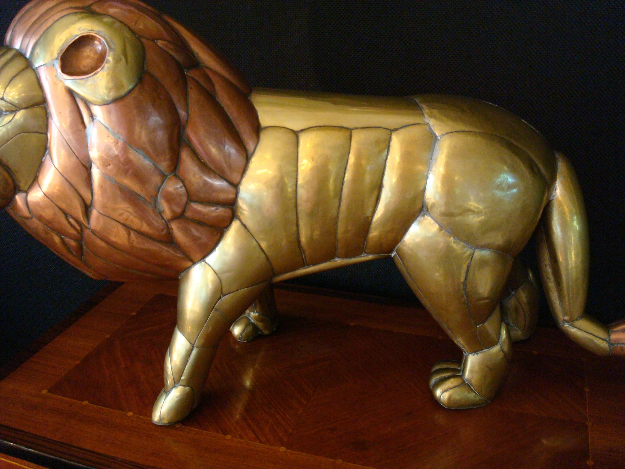 Sergio Bustamante Copper and Brass Lion Sculpture Mexico, 1970s 6