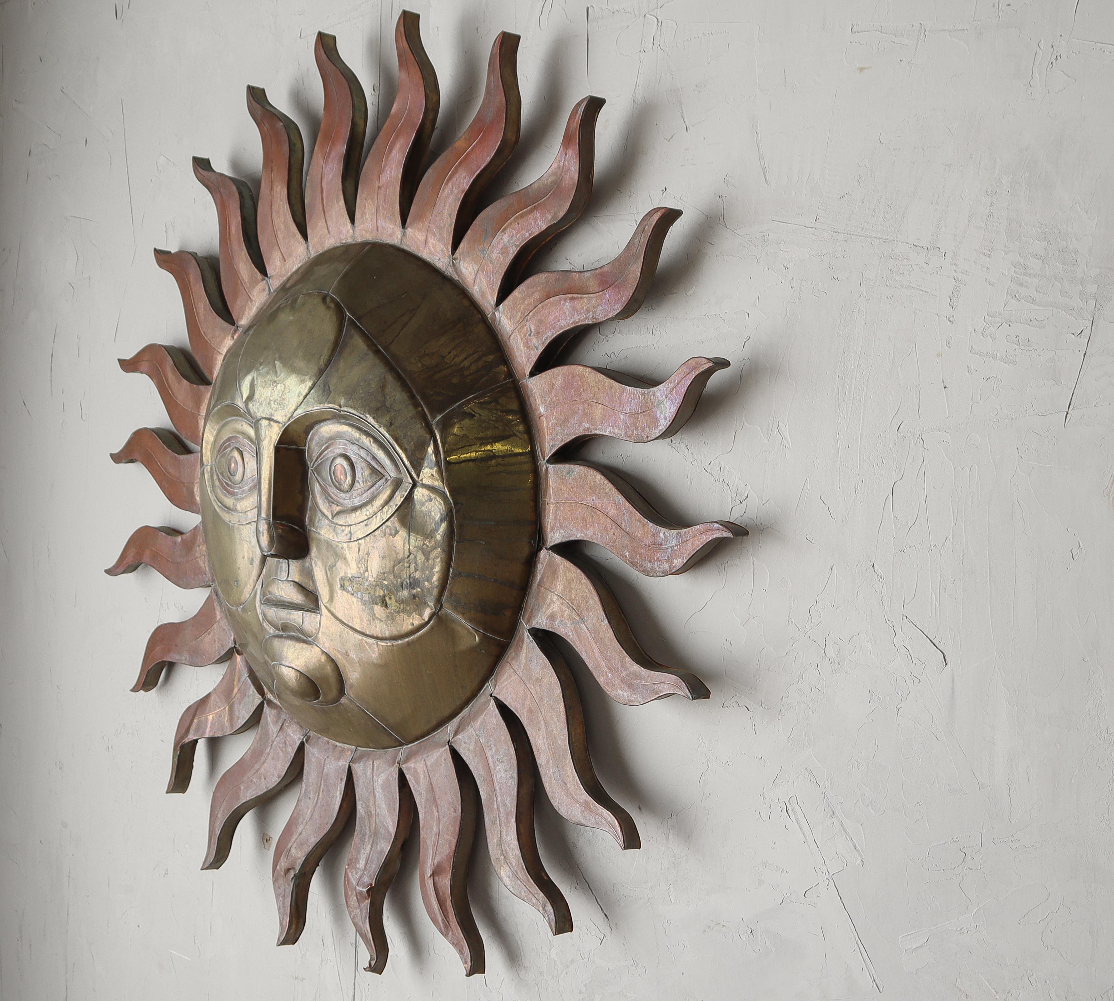 Scultura da parete in rame e ottone 