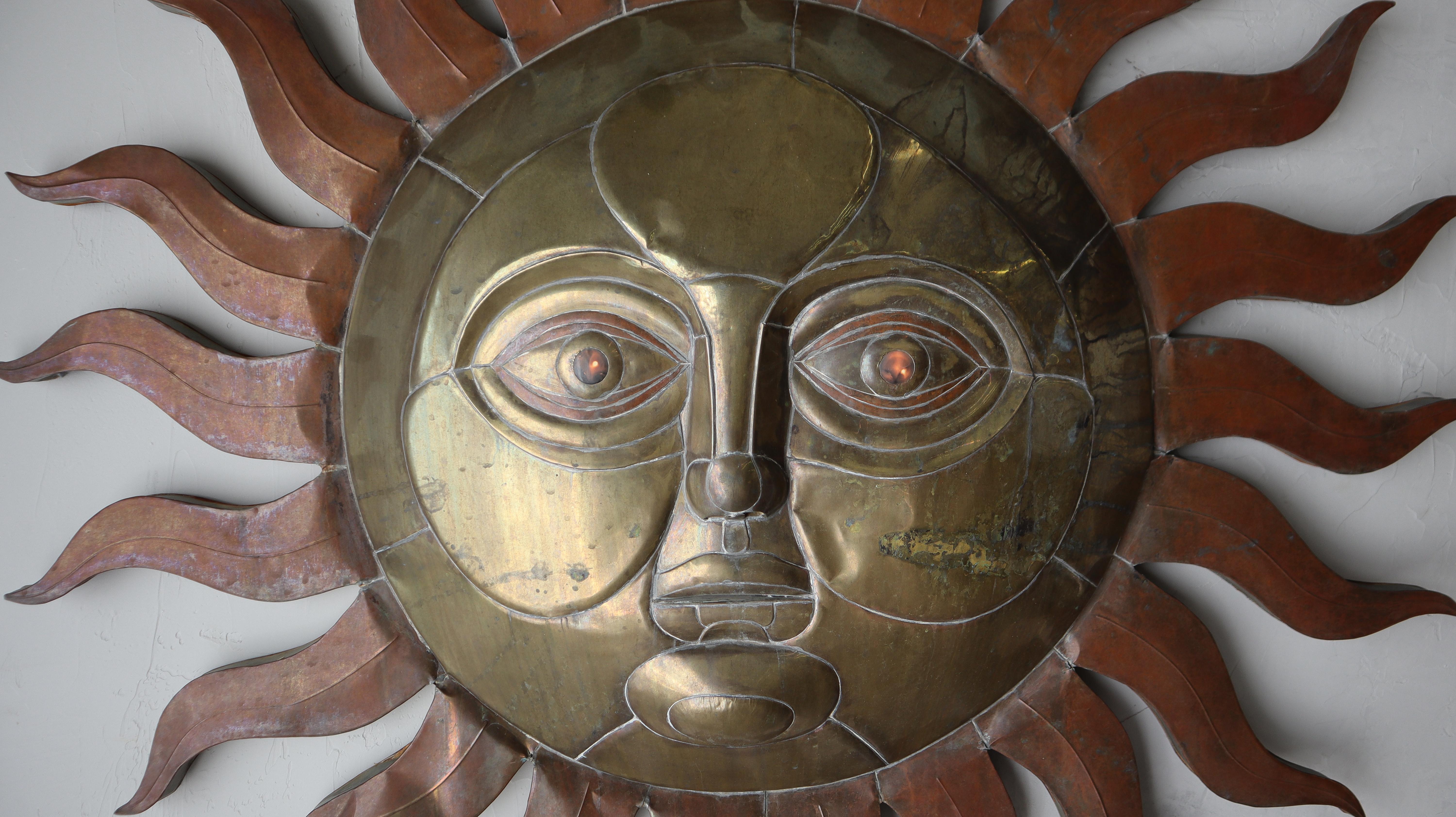 Scultura da parete in rame e ottone 