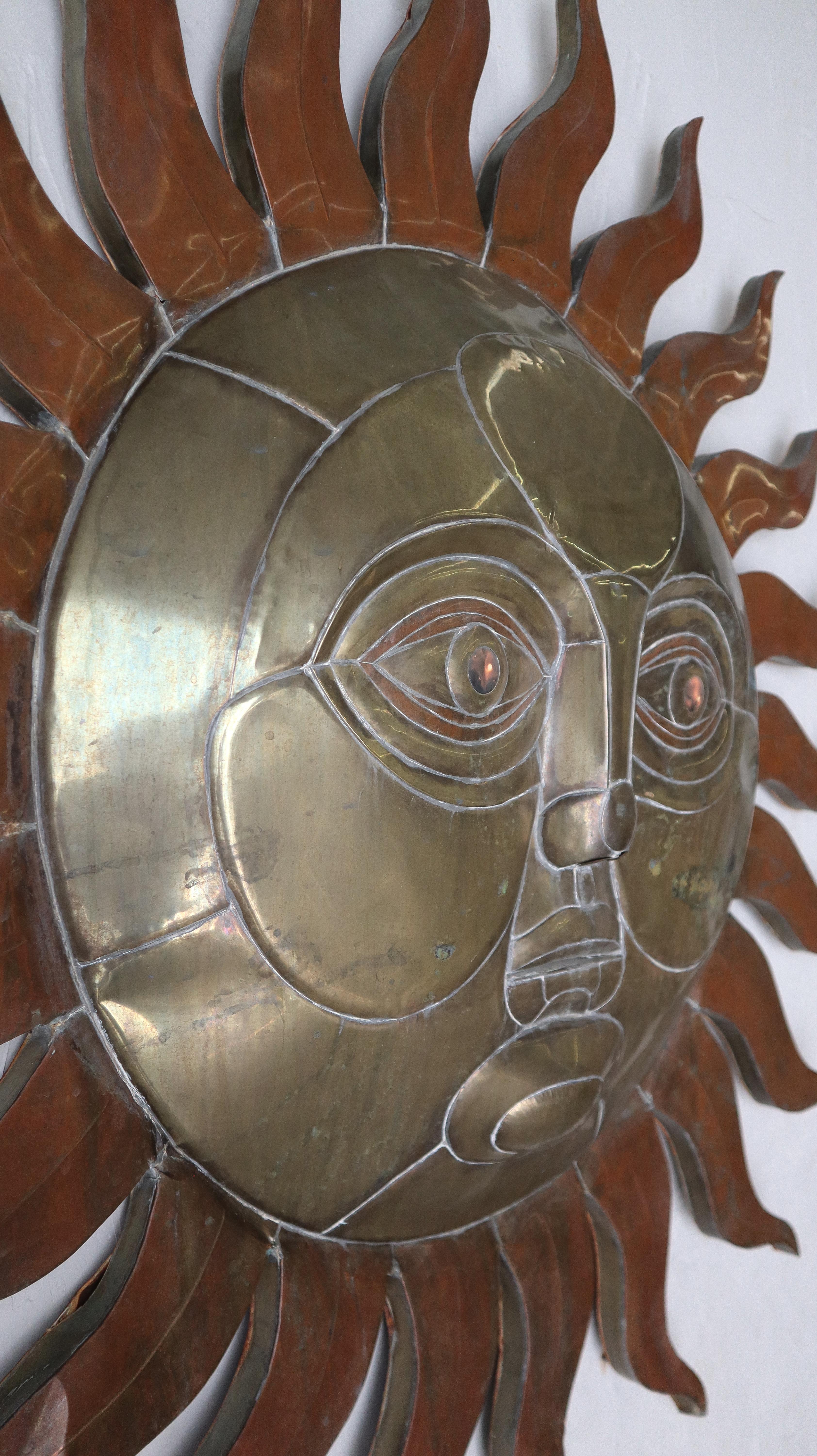 Scultura da parete in rame e ottone 