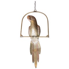 Sergio Bustamante Copper & Brass Parrot on a Swing