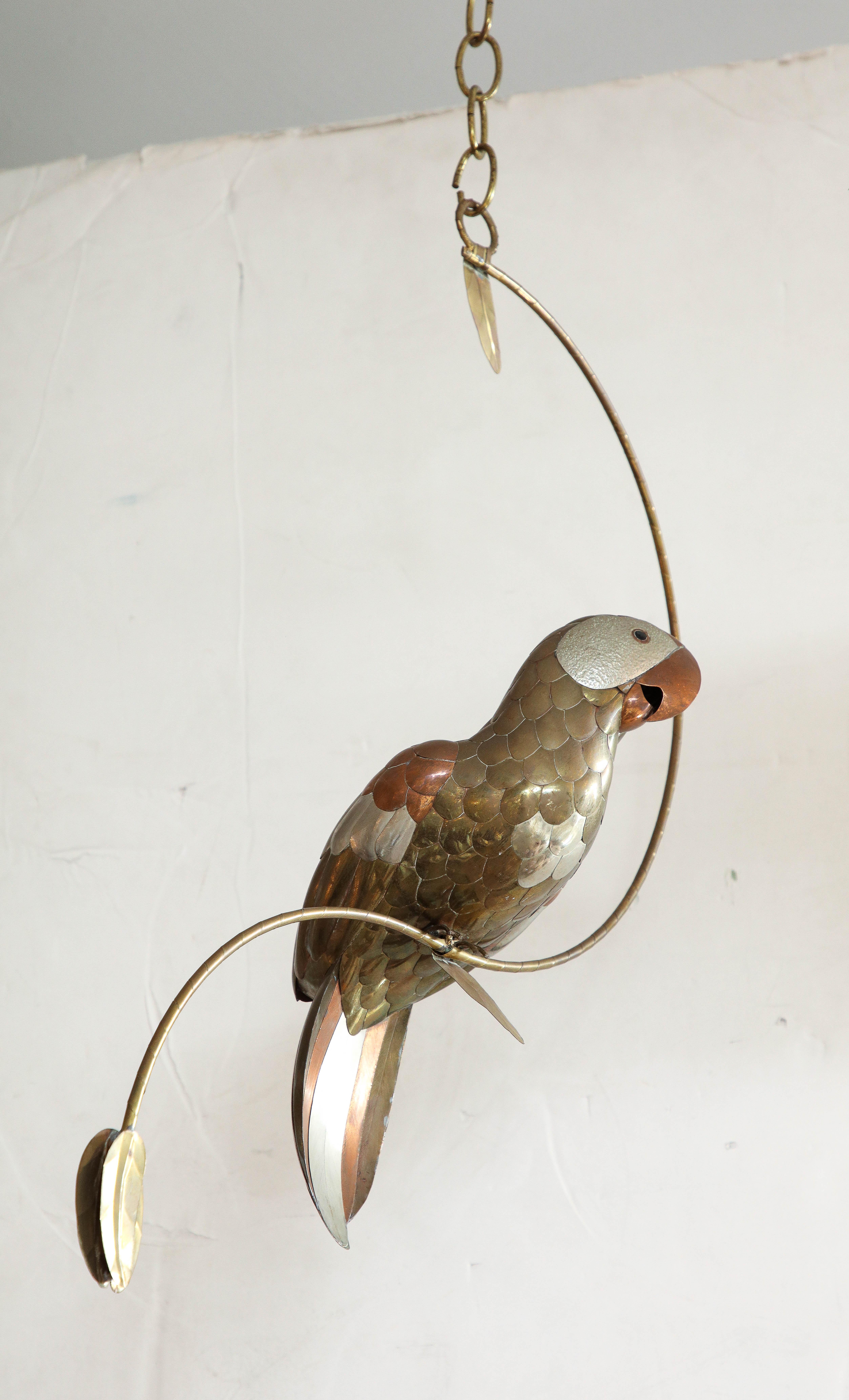 Sergio Bustamante Copper, Tin, Brass Parrot Sculpture 3