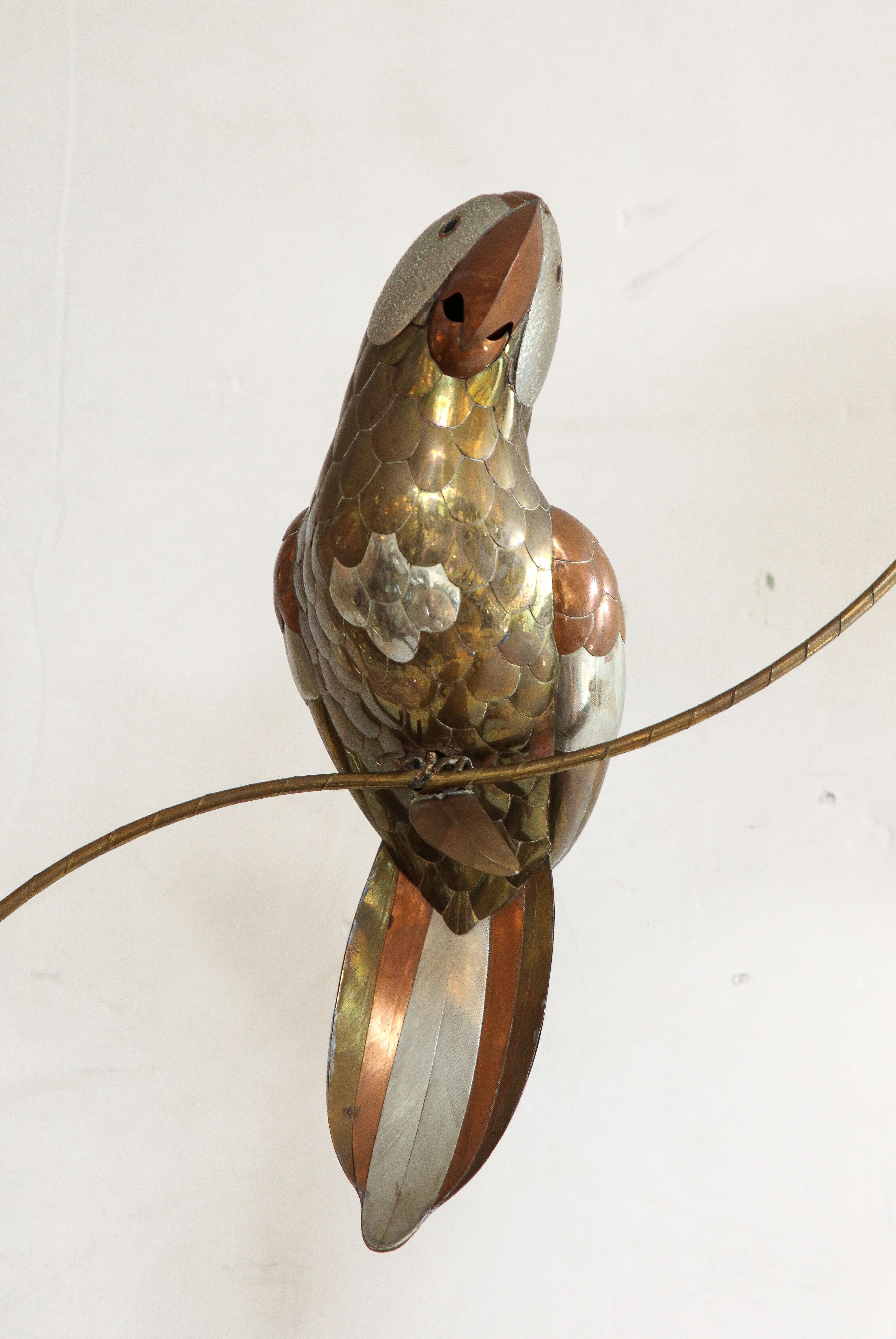Sergio Bustamante Copper, Tin, Brass Parrot Sculpture 4