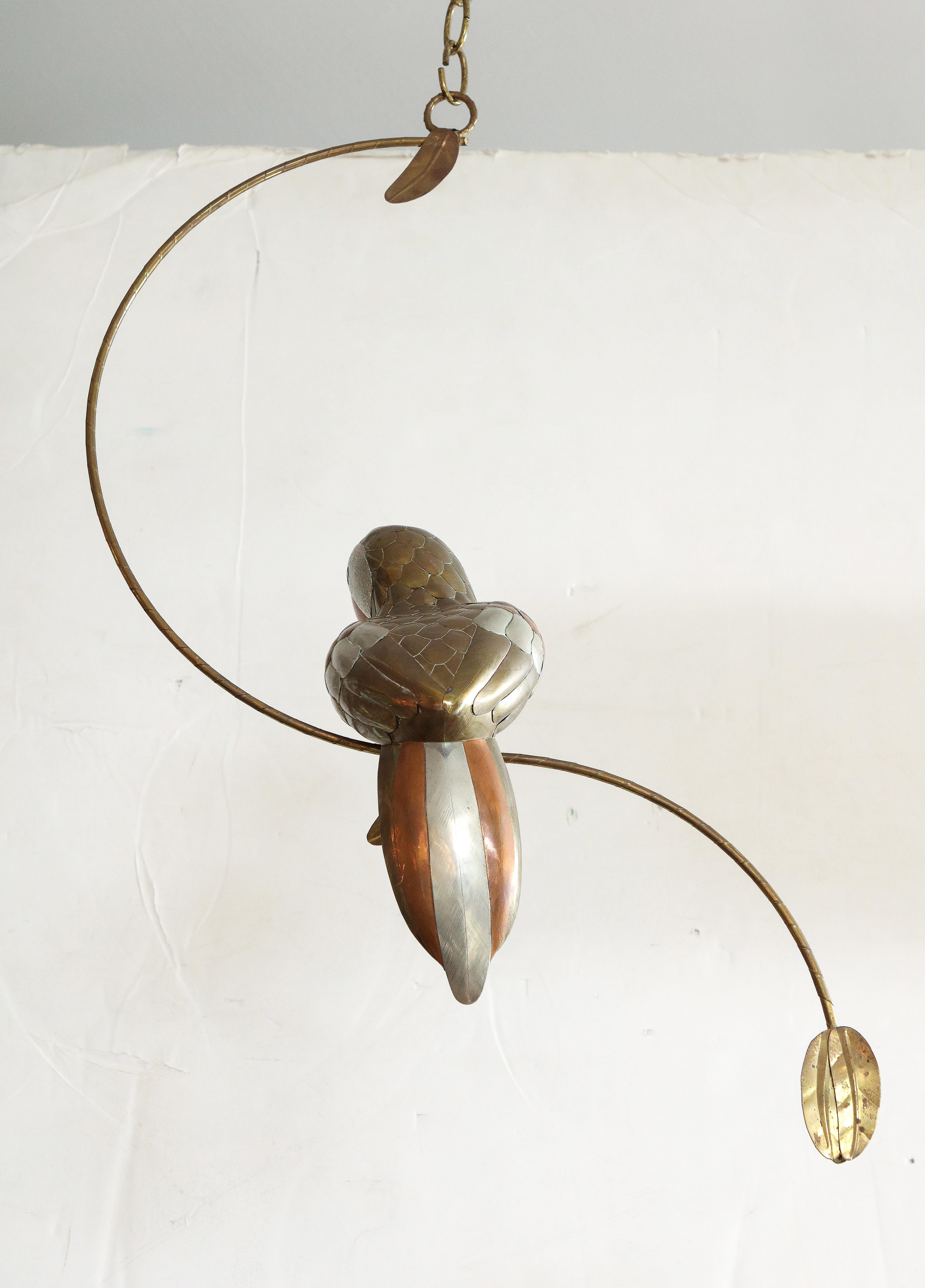 Mexican Sergio Bustamante Copper, Tin, Brass Parrot Sculpture