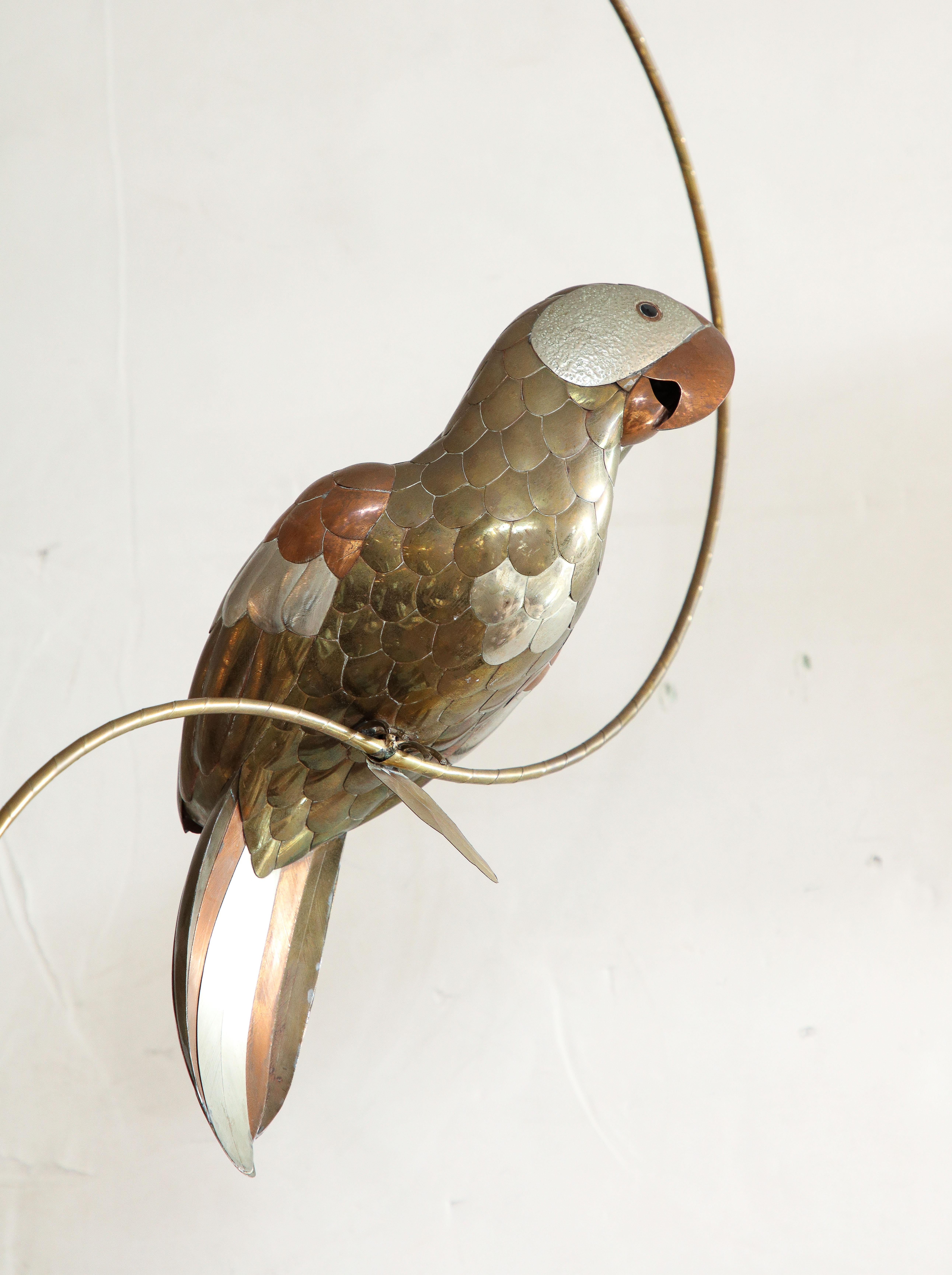 Sergio Bustamante Copper, Tin, Brass Parrot Sculpture In Good Condition In New York, NY