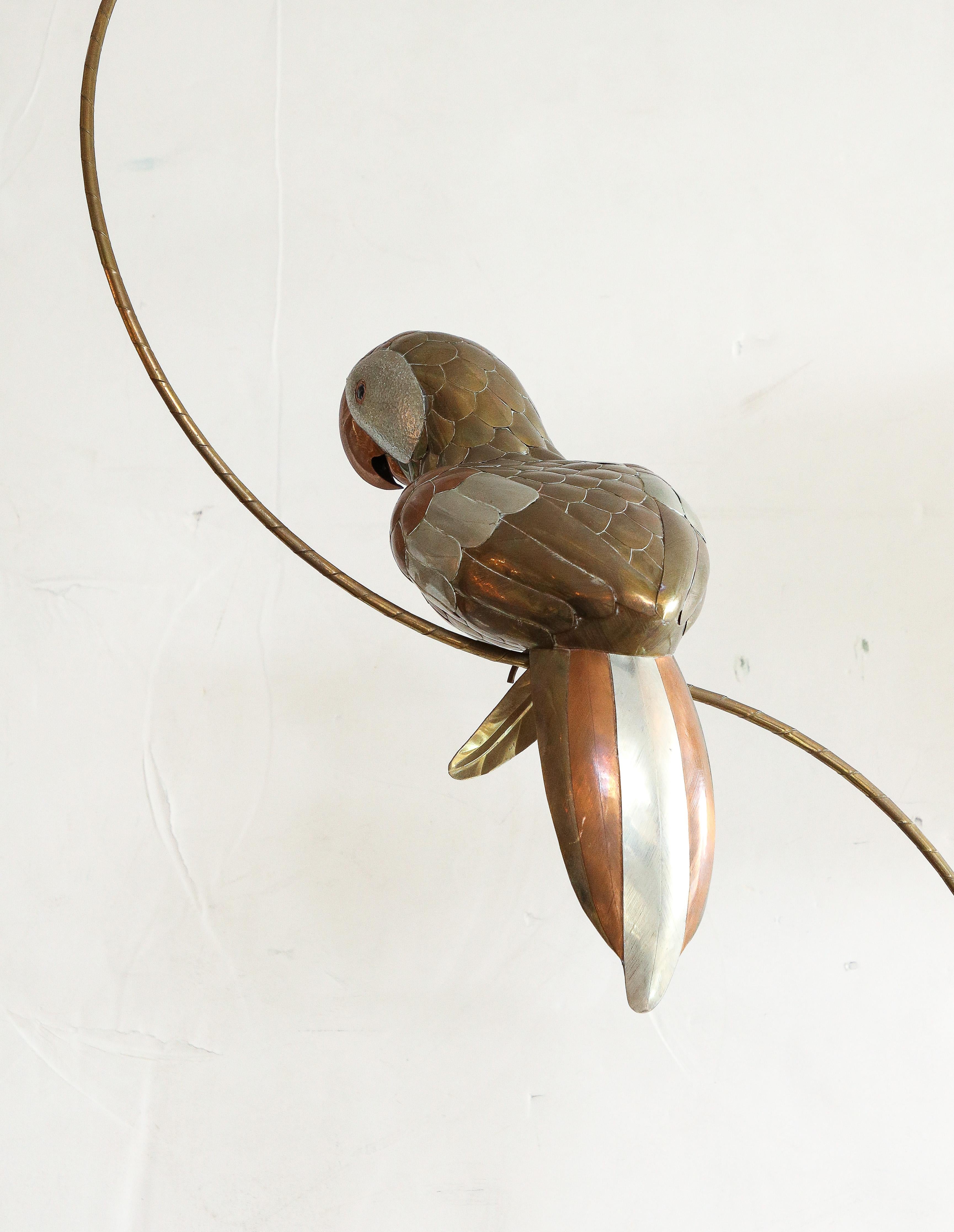 Metal Sergio Bustamante Copper, Tin, Brass Parrot Sculpture
