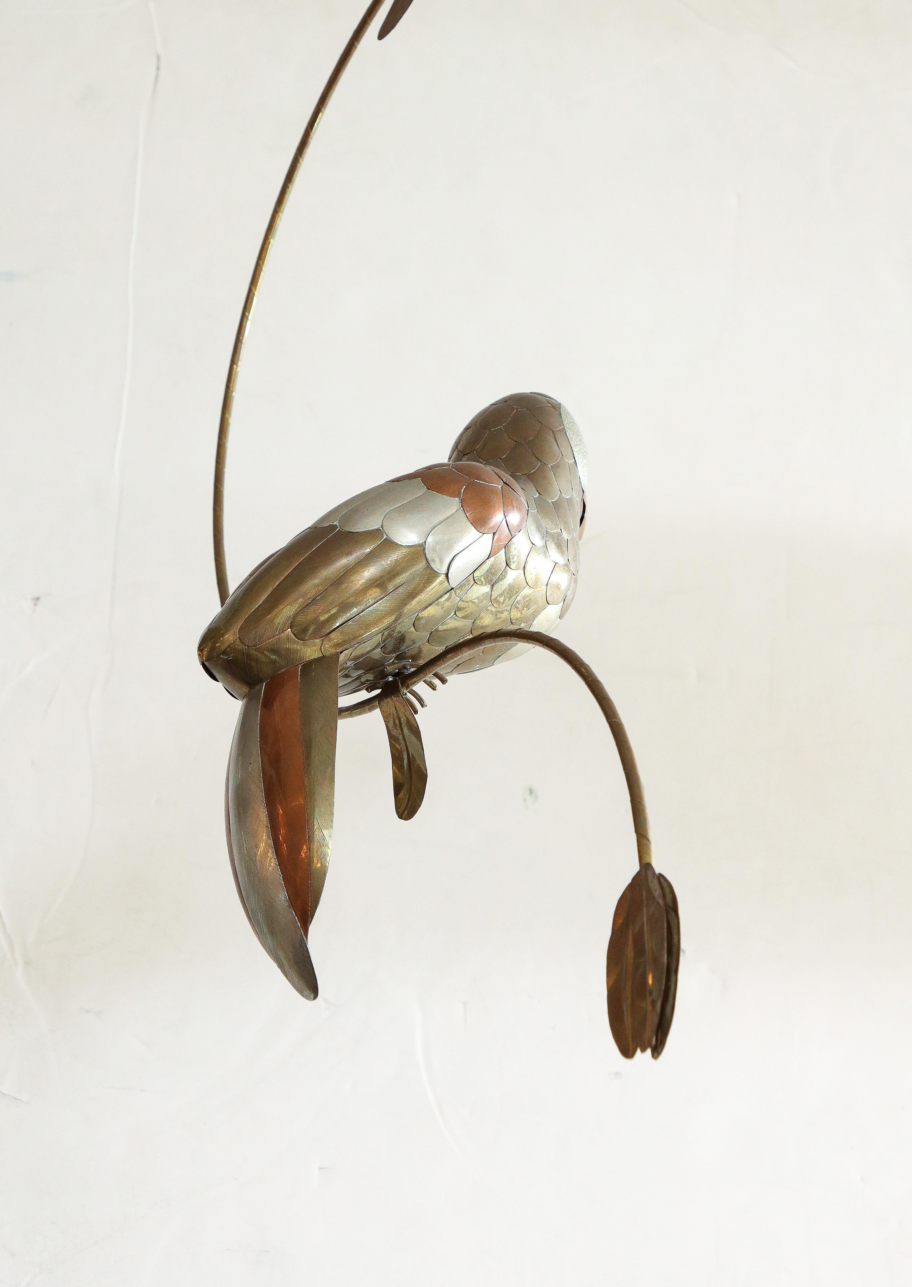 Sergio Bustamante Copper, Tin, Brass Parrot Sculpture 1