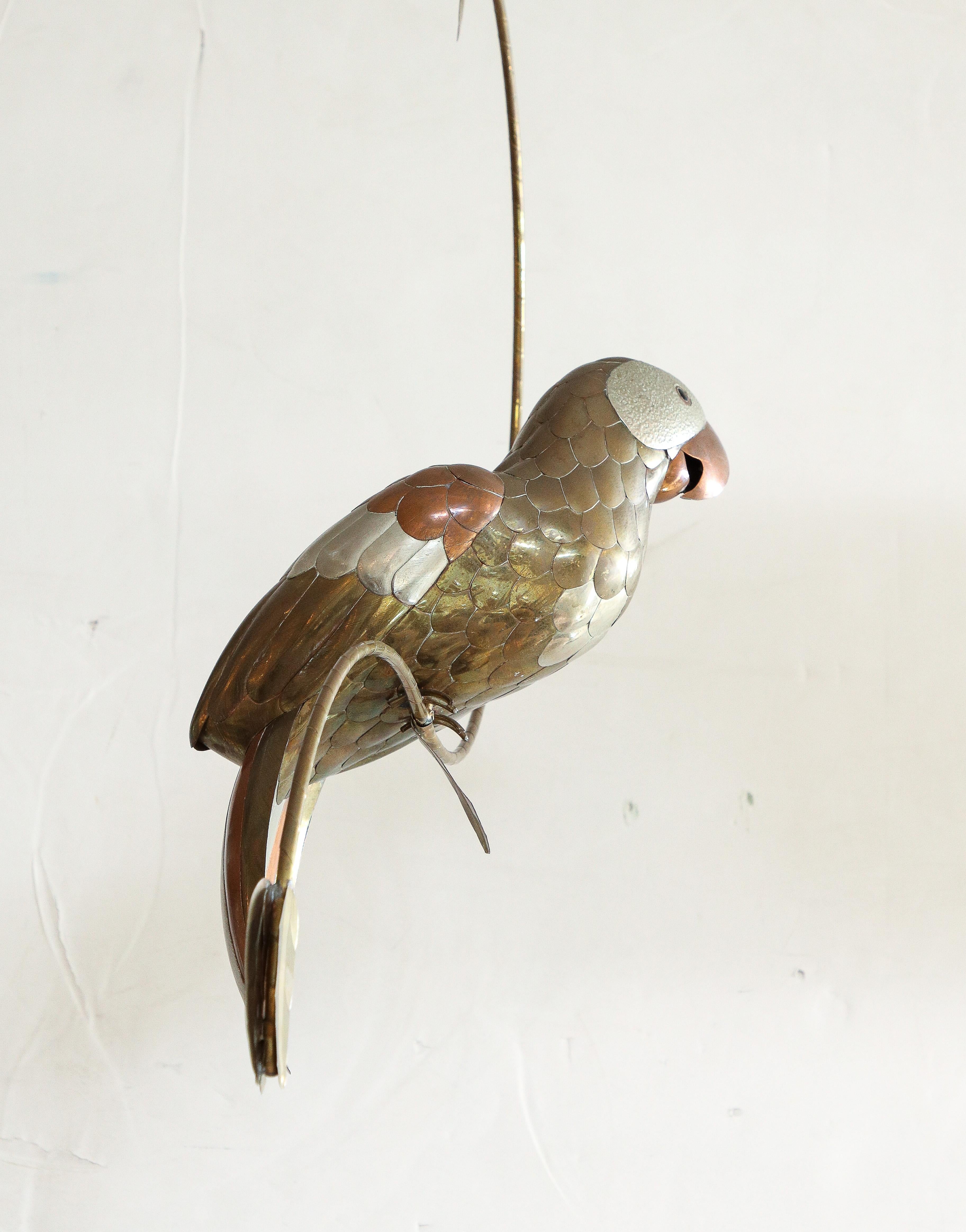 Sergio Bustamante Copper, Tin, Brass Parrot Sculpture 2