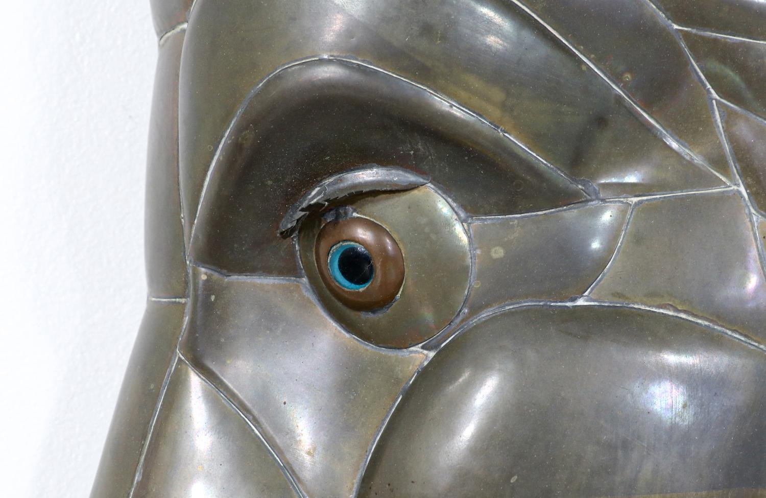 Sergio Bustamante Crescent Moon Metal Wall Sculpture In Excellent Condition In Los Angeles, CA