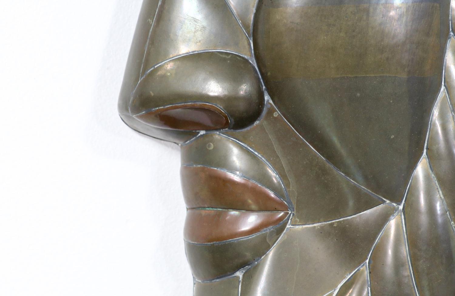 Late 20th Century Sergio Bustamante Crescent Moon Metal Wall Sculpture