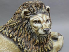 Sergio Bustamante Early Lion Papier-mâché Sculpture Hand-painted, 1975