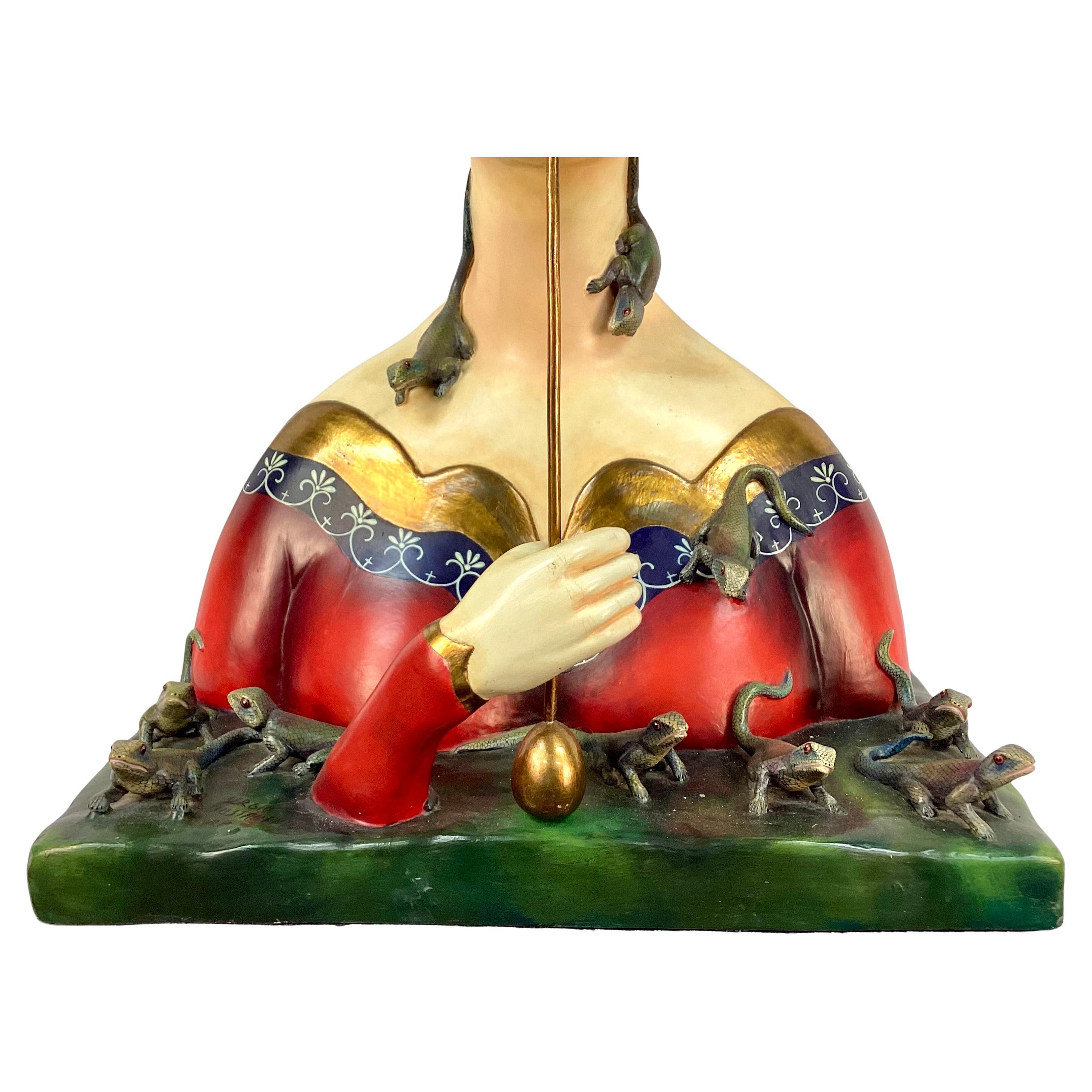 Sergio Bustamante, Female Bust with Lizards, Ceramic And Mixed Media For Sale 4