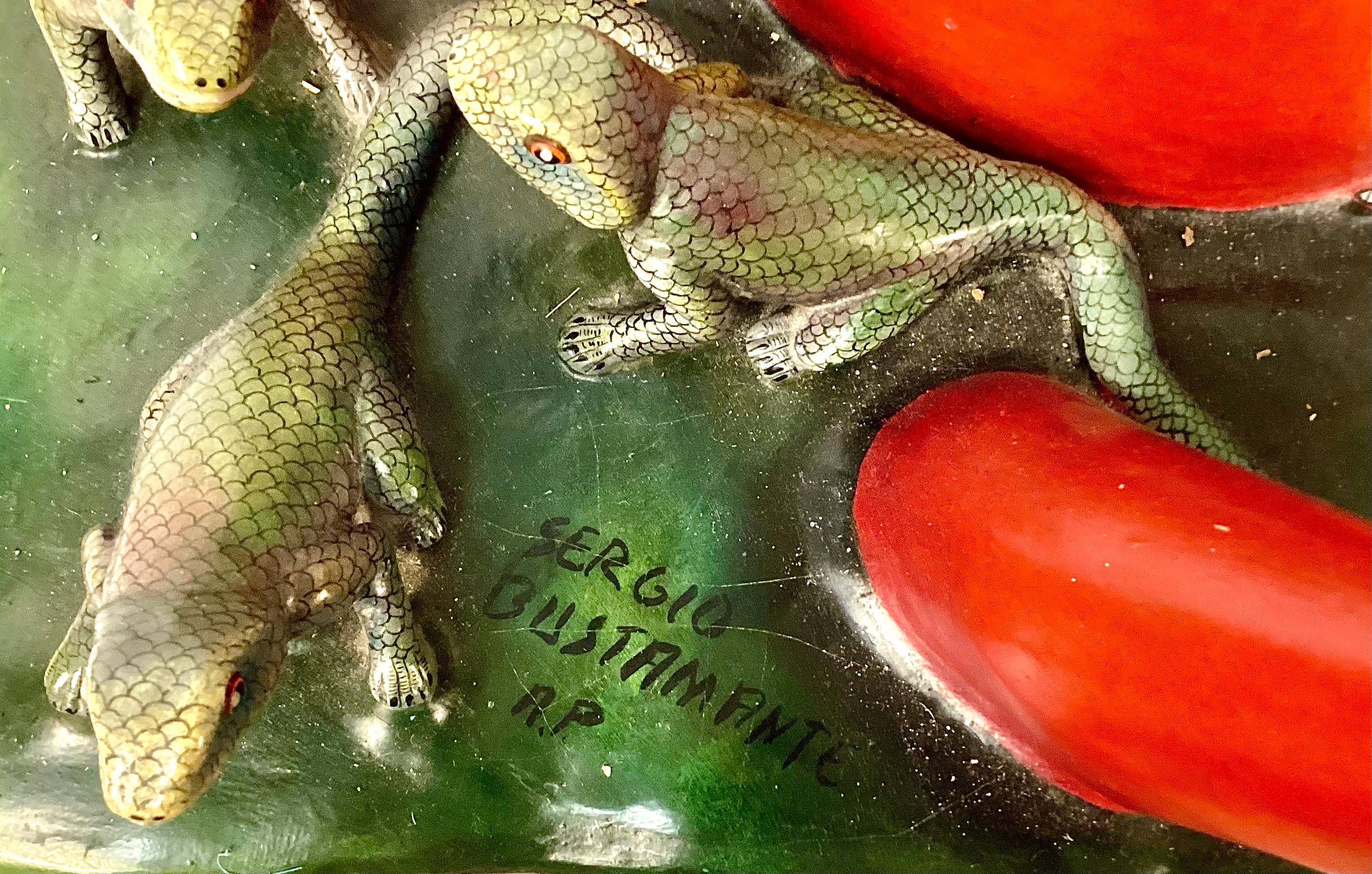 Sergio Bustamante, Female Bust with Lizards, Ceramic And Mixed Media For Sale 8
