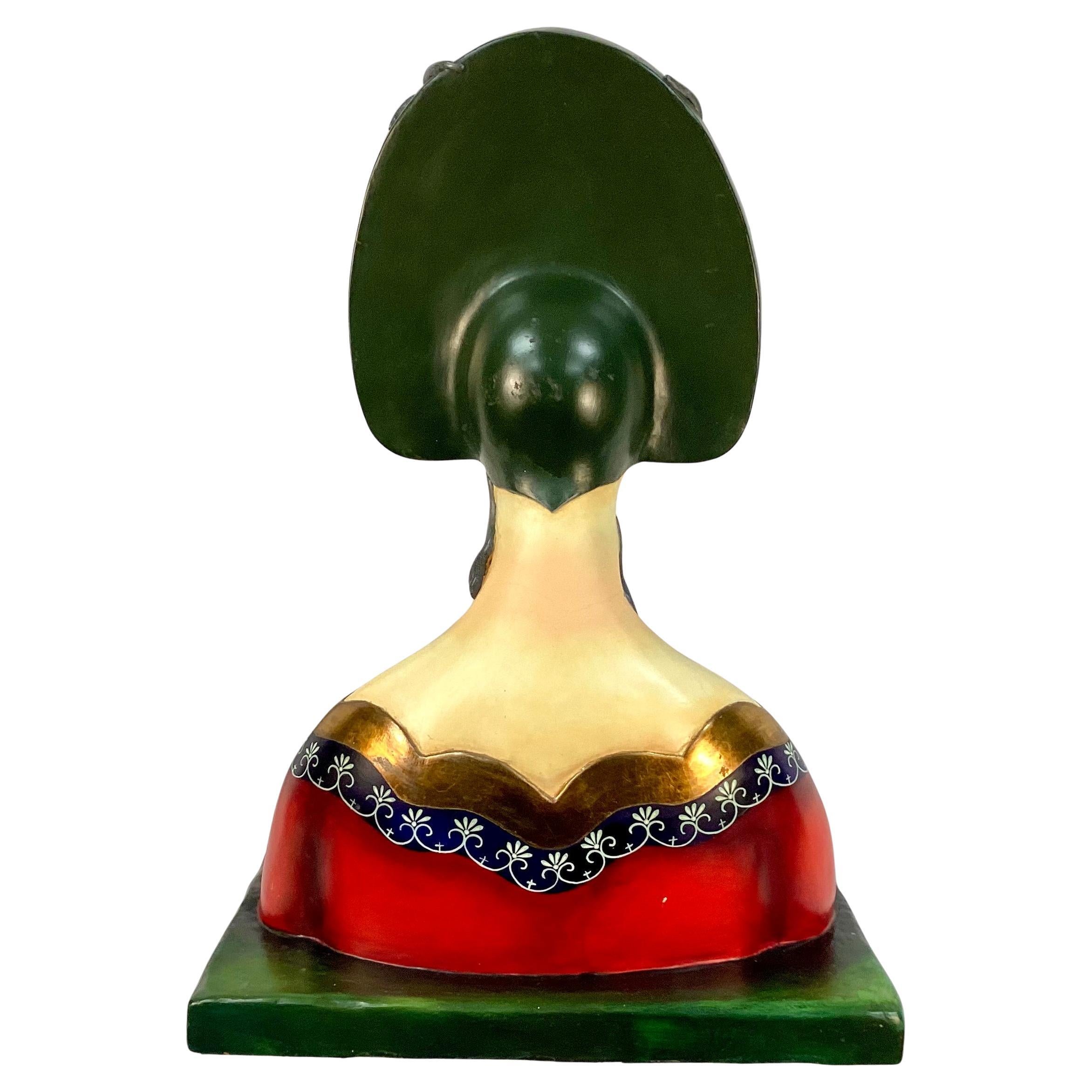 Sergio Bustamante, Female Bust with Lizards, Ceramic And Mixed Media For Sale 10
