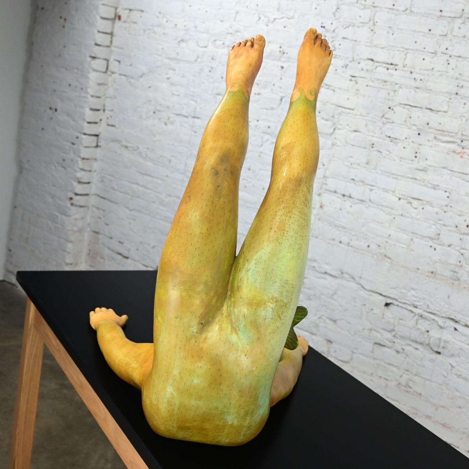 Sergio Bustamante Serie Fish Boy Fantasia Figurale Grande Scultura Dipinta a Mano in vendita 4