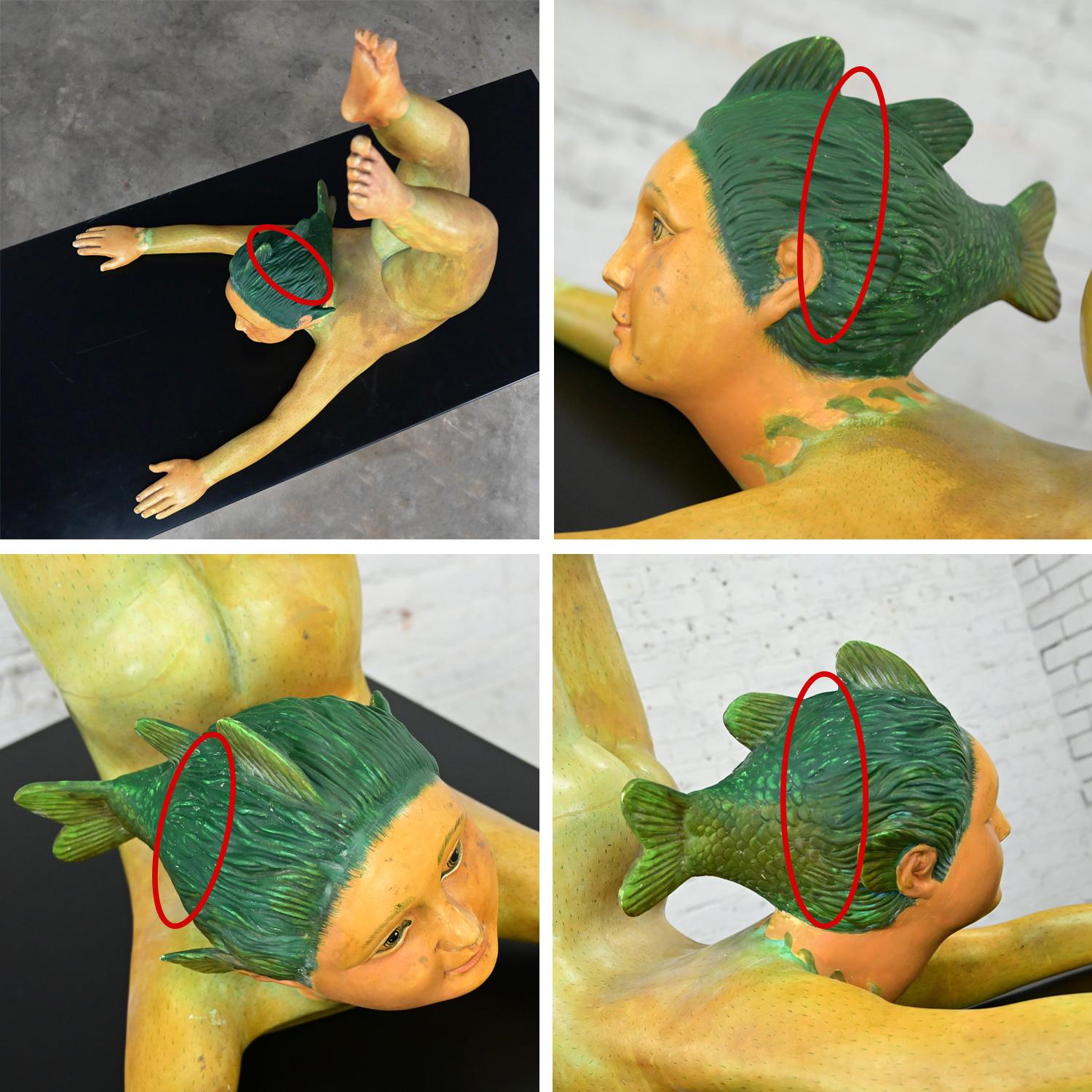 Sergio Bustamante Serie Fish Boy Fantasia Figurale Grande Scultura Dipinta a Mano in vendita 9
