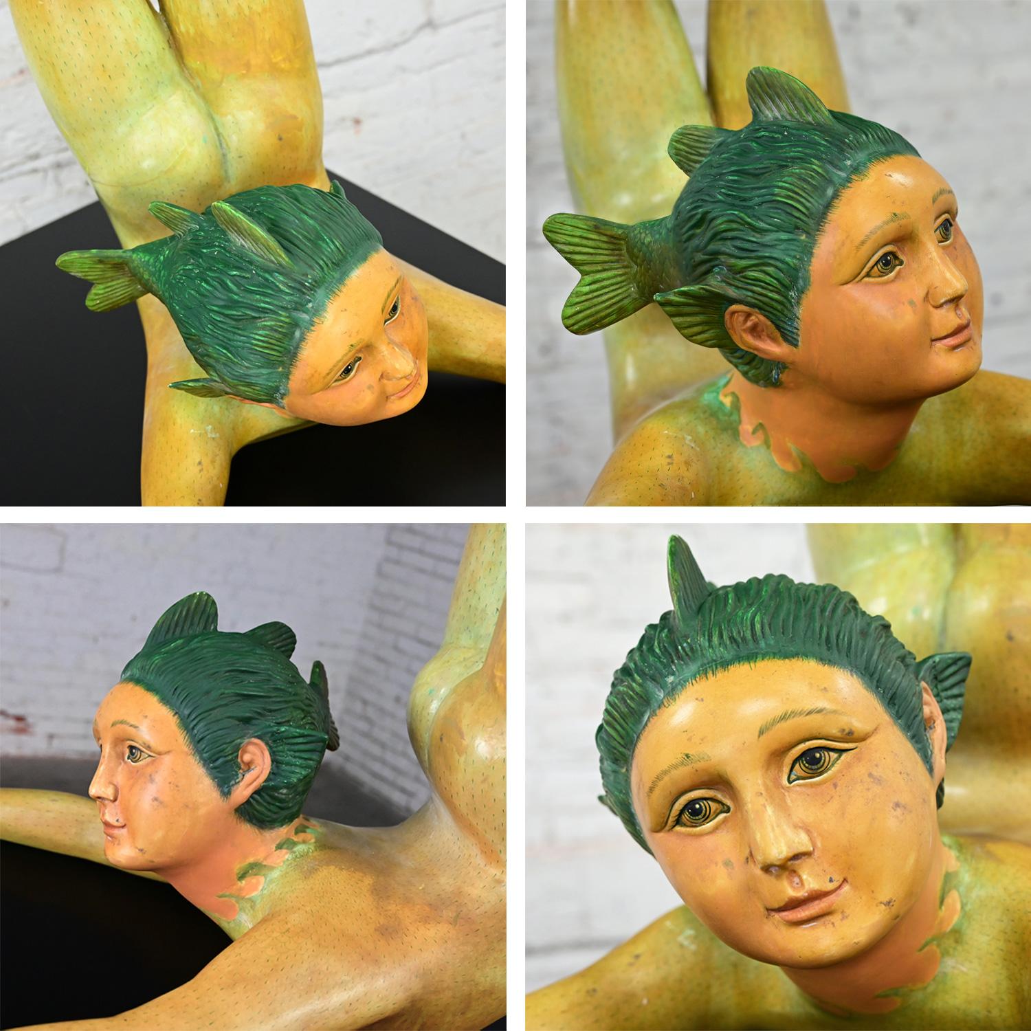 Sergio Bustamante Serie Fish Boy Fantasia Figurale Grande Scultura Dipinta a Mano in vendita 10