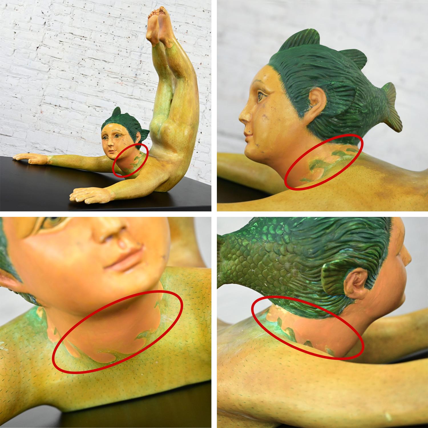 Sergio Bustamante Serie Fish Boy Fantasia Figurale Grande Scultura Dipinta a Mano in vendita 12