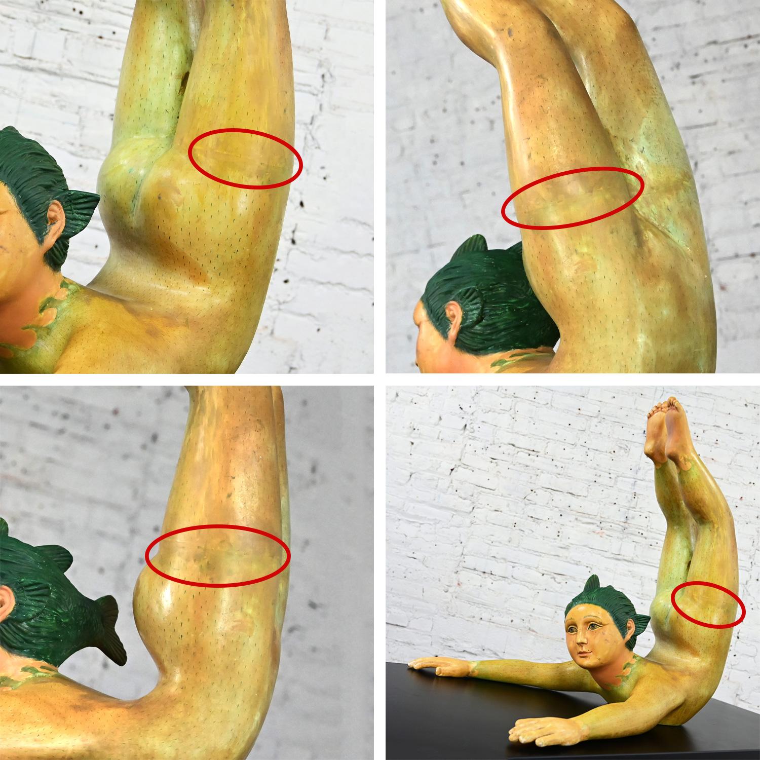 Sergio Bustamante Serie Fish Boy Fantasia Figurale Grande Scultura Dipinta a Mano in vendita 13