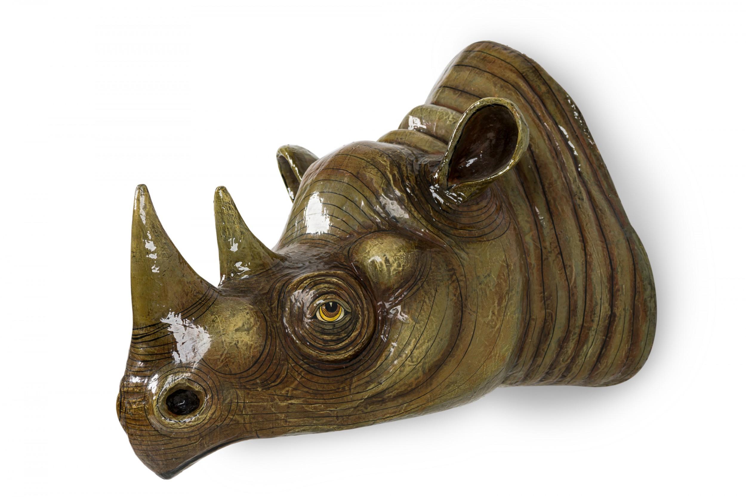 paper mache rhino head