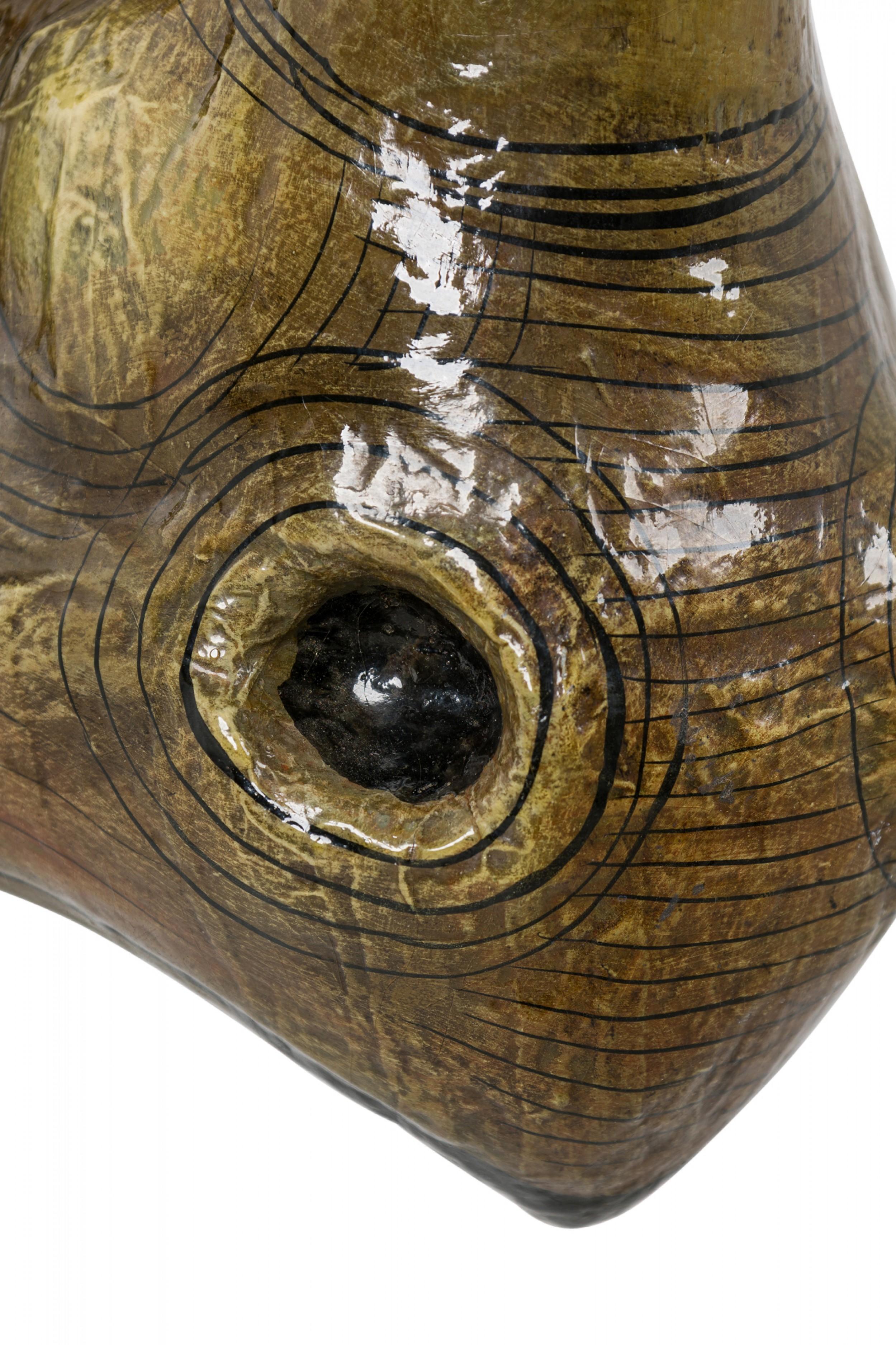 Sergio Bustamante Italian Painted Papier-Mache Rhino Head Wall Sculpture For Sale 2