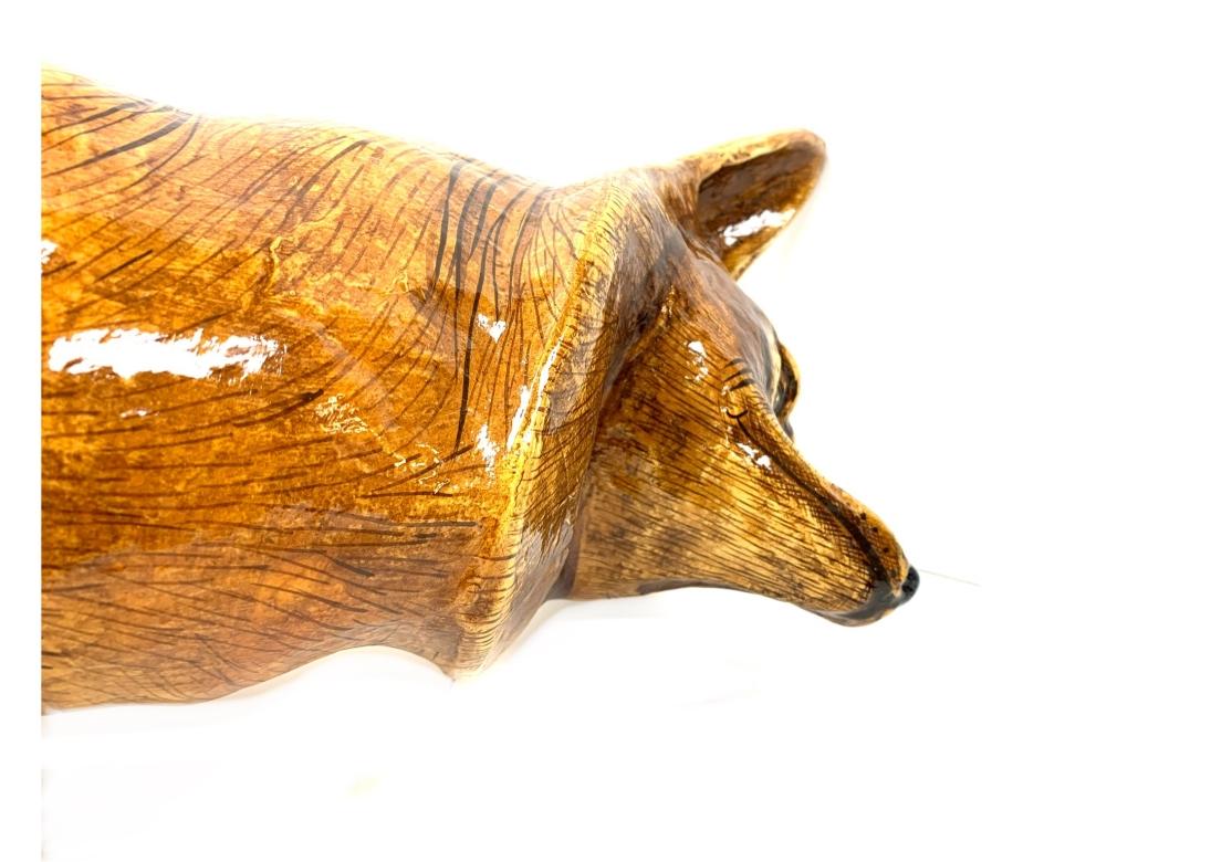 Mid-Century Modern Sergio Bustamante Large and Rare Limited Edition Hand Signed Paper-Mache Fox For Sale