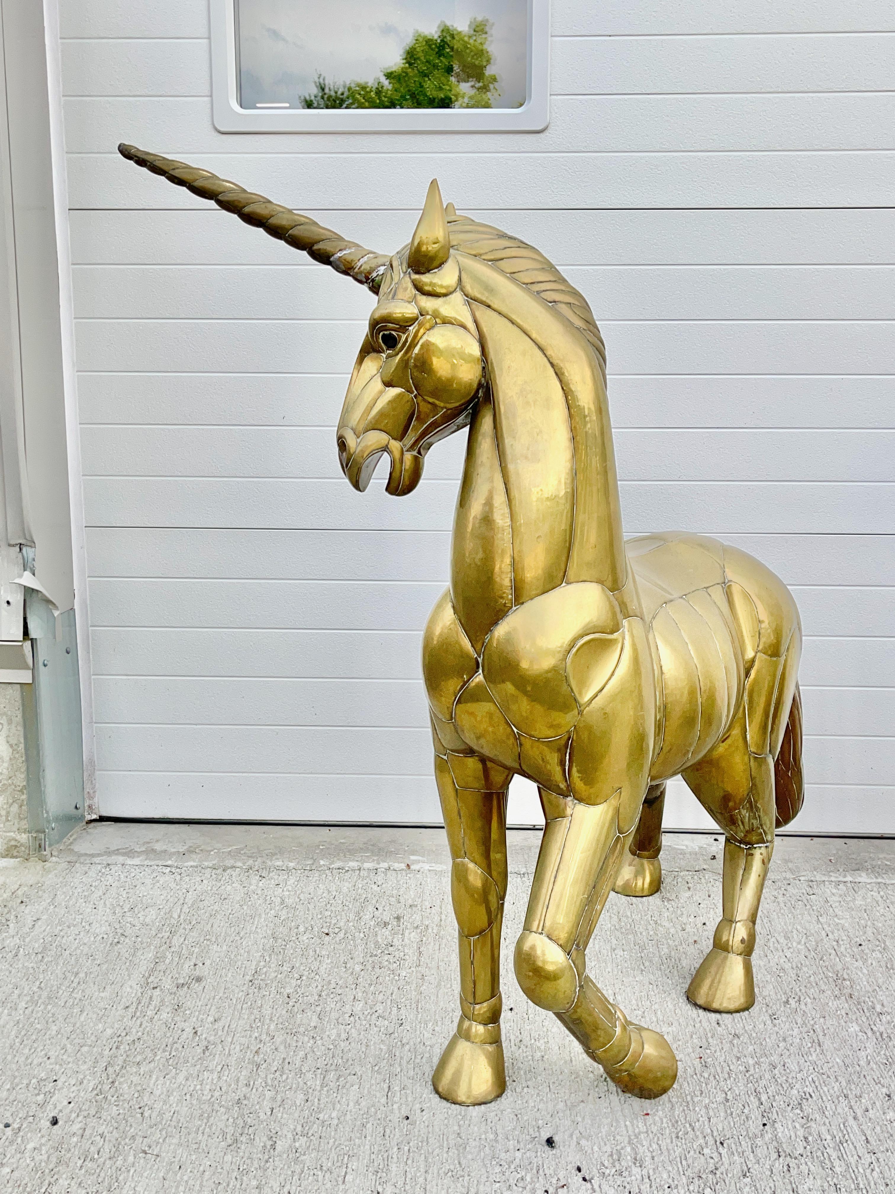 Sergio Bustamante Unicornio de latón a tamaño natural, firmado y numerado en venta 2