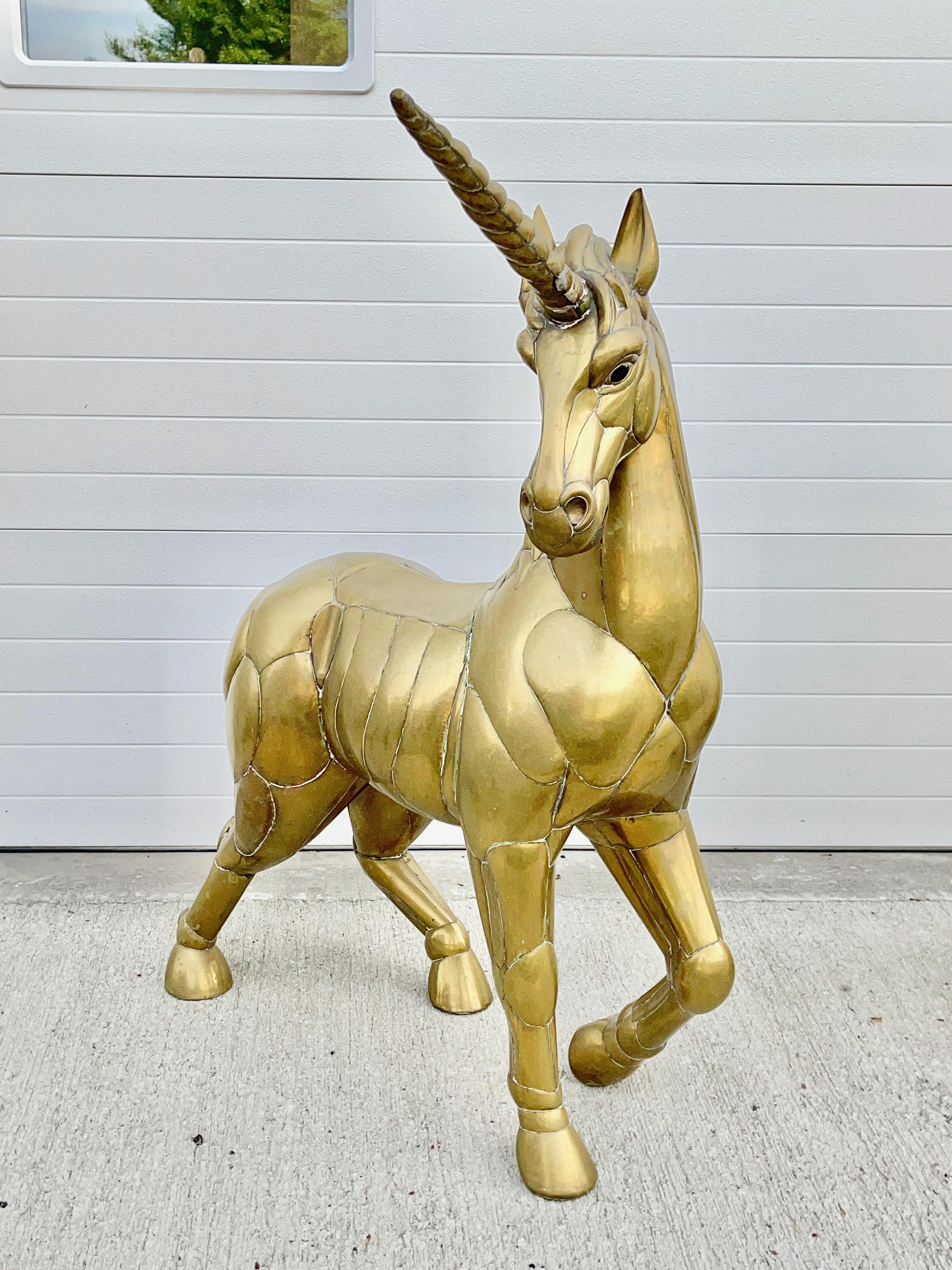 Sergio Bustamante Unicornio de latón a tamaño natural, firmado y numerado en venta 7