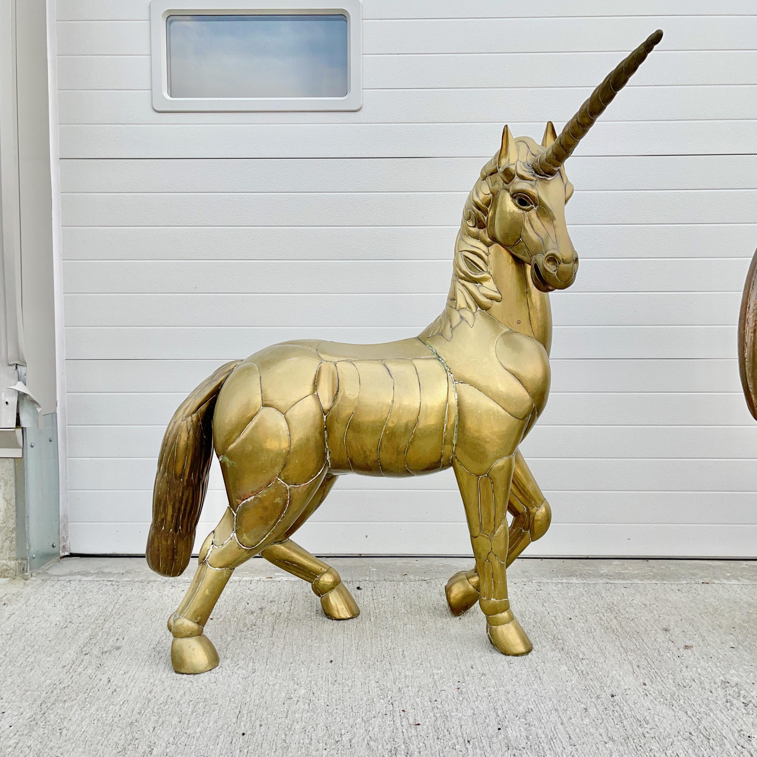 Sergio Bustamante Unicornio de latón a tamaño natural, firmado y numerado finales del siglo XX en venta