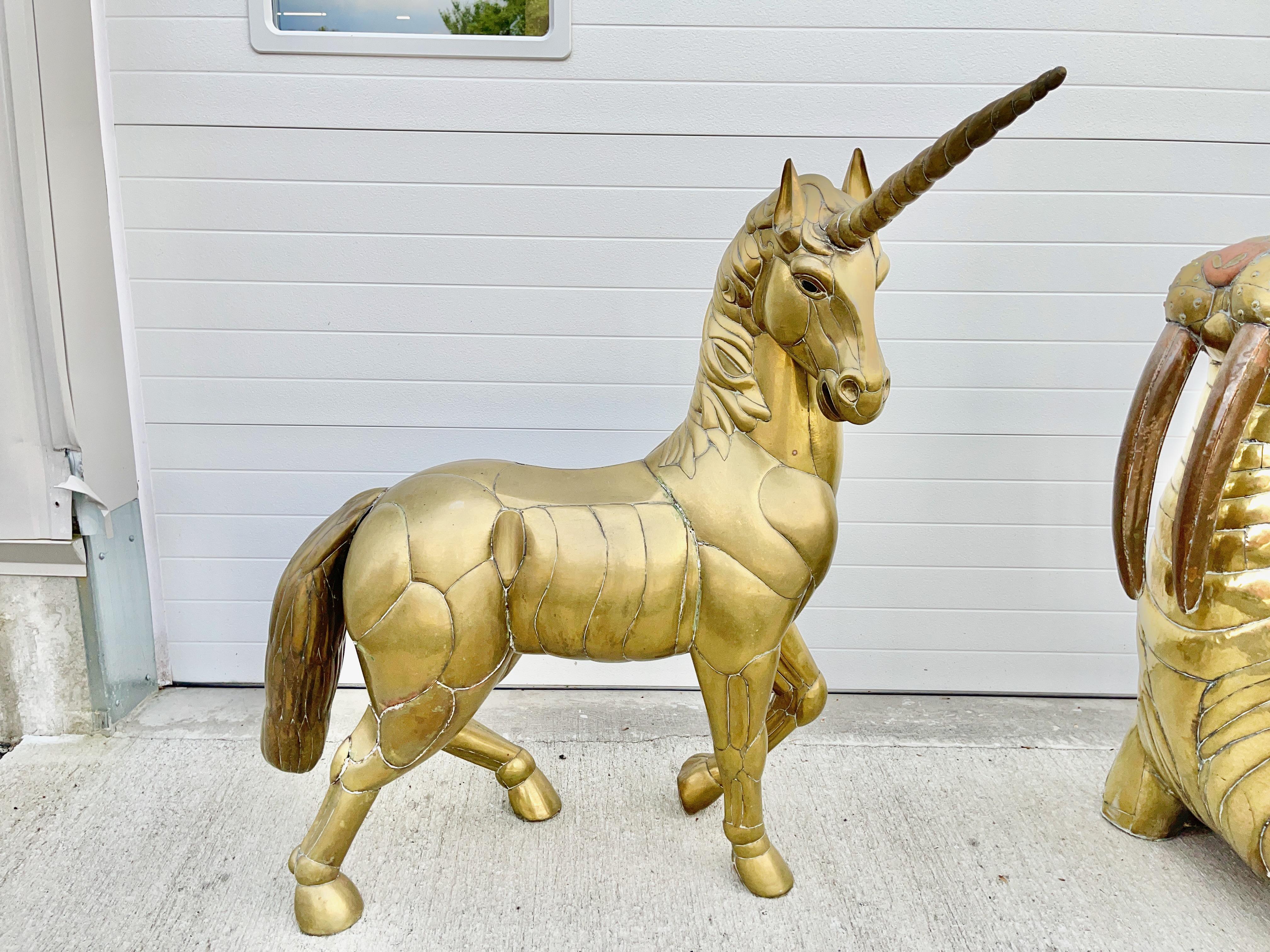 Sergio Bustamante Unicornio de latón a tamaño natural, firmado y numerado Latón en venta