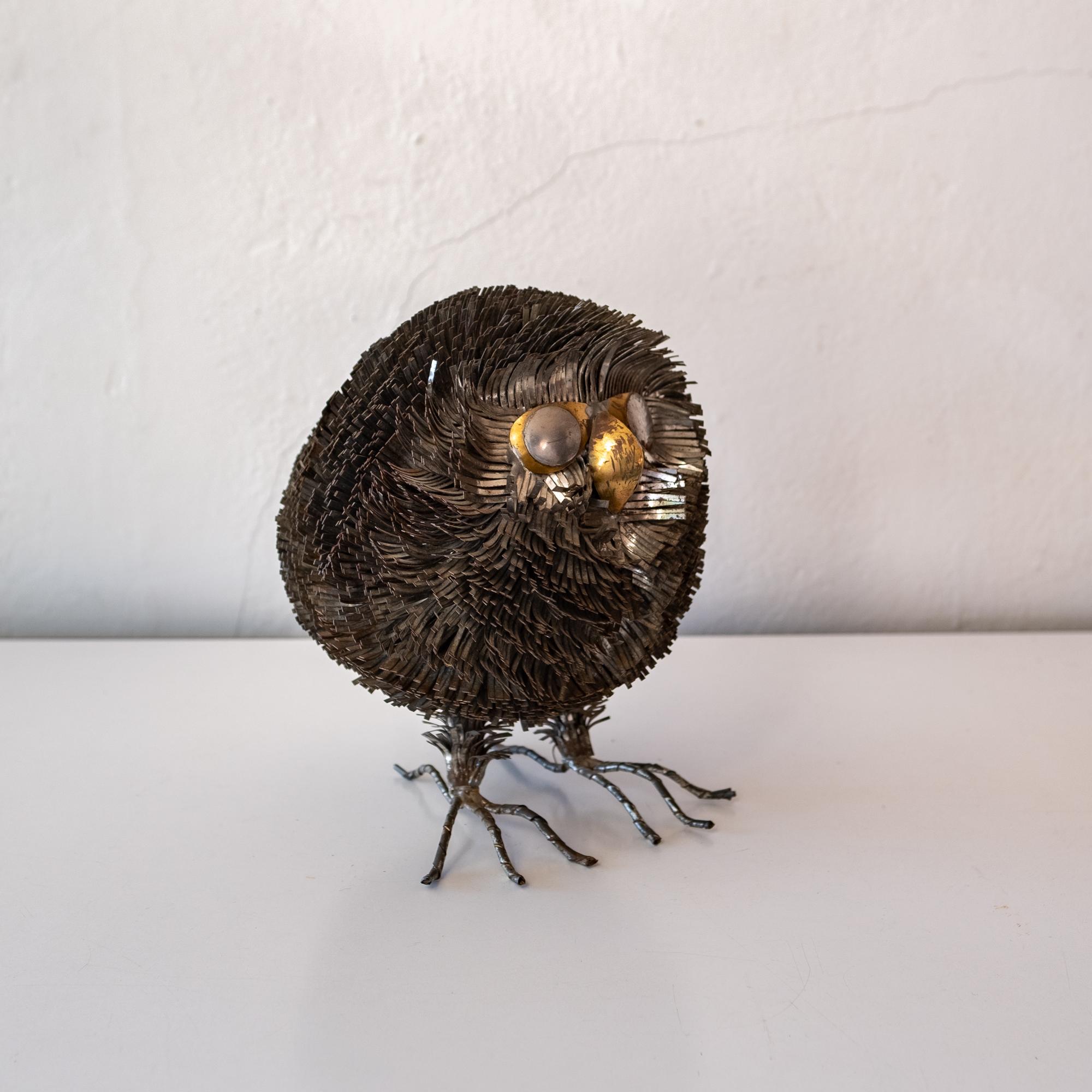 Mexican Sergio Bustamante Metal Owl Sculpture