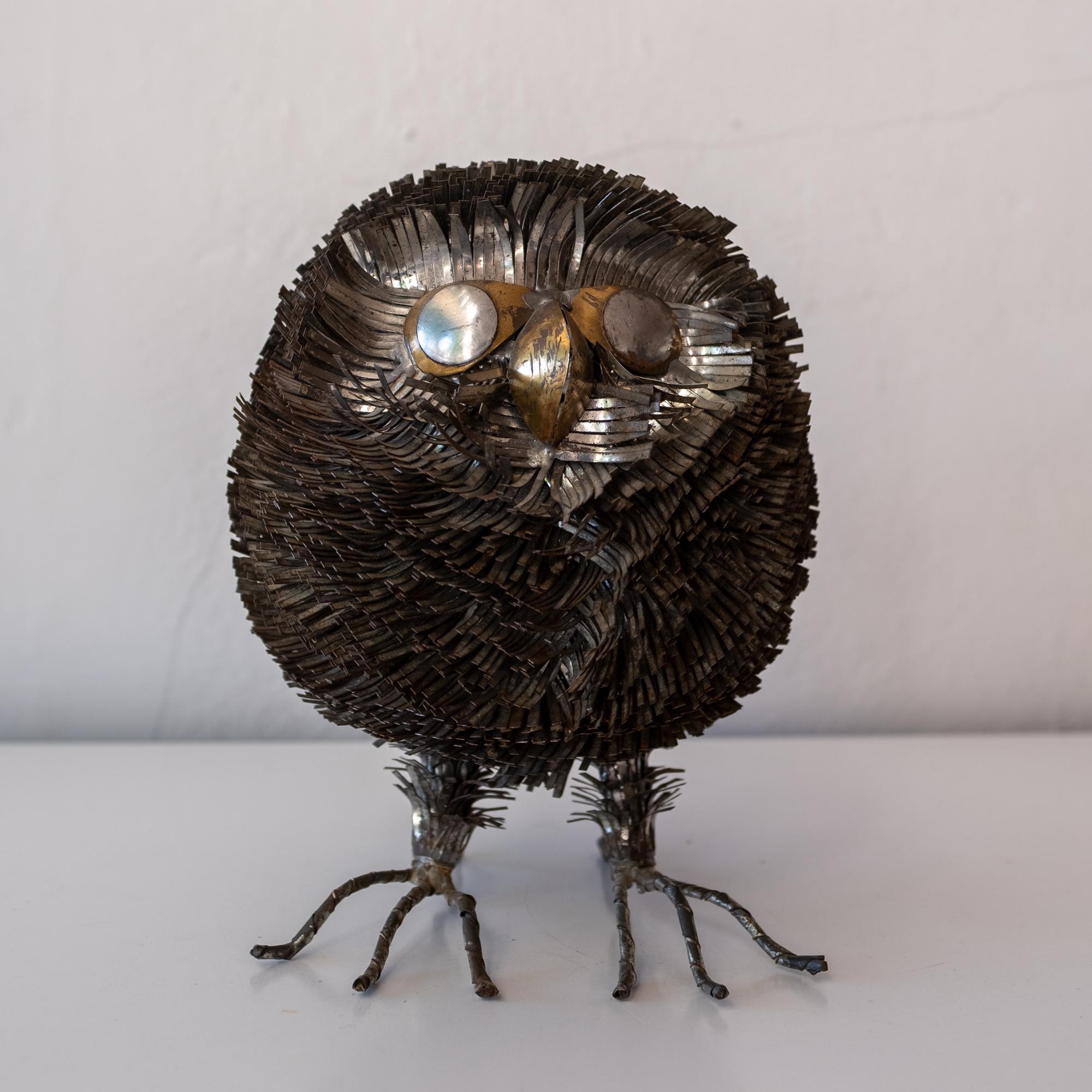 Sergio Bustamante Metal Owl Sculpture In Good Condition In San Diego, CA