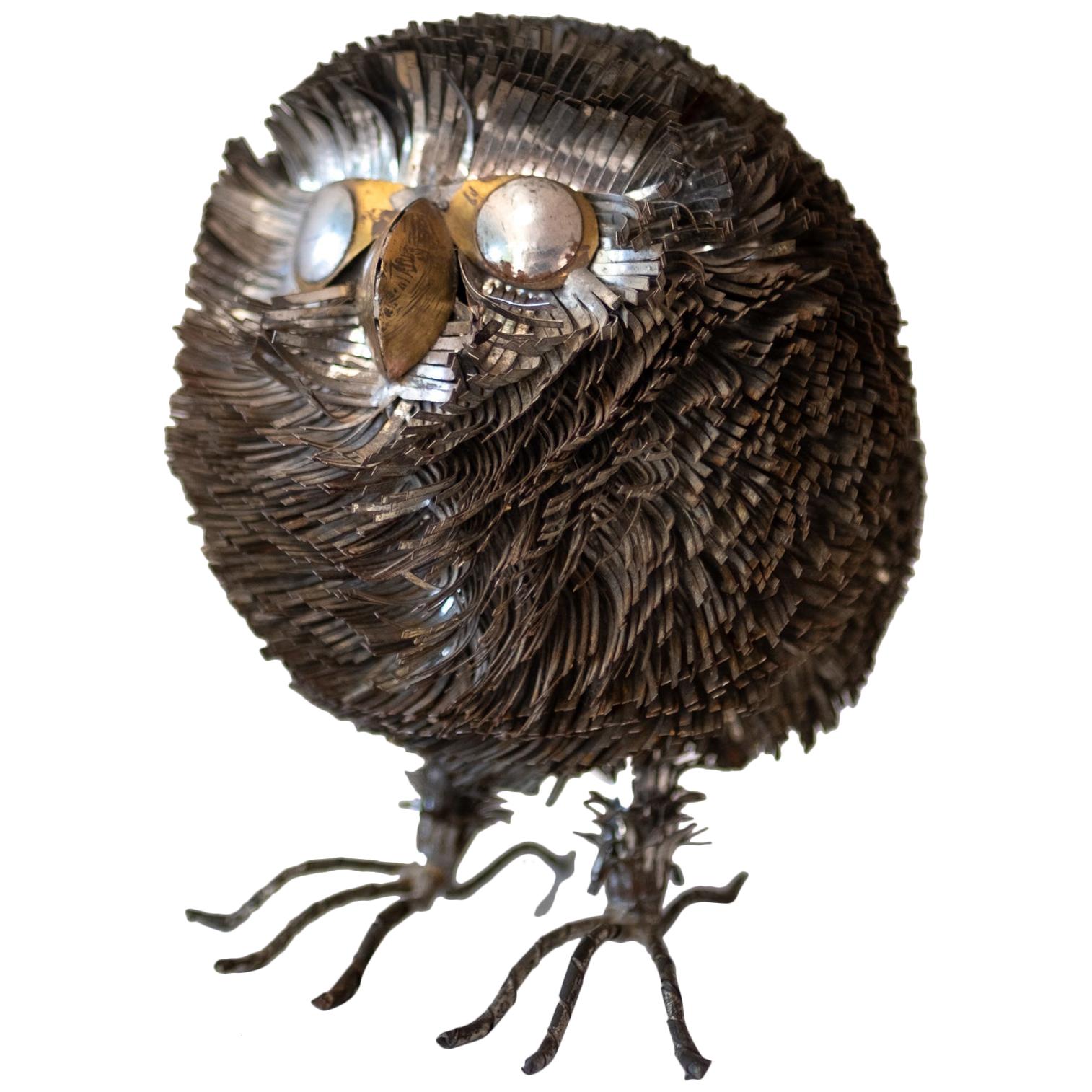 Sergio Bustamante Metal Owl Sculpture