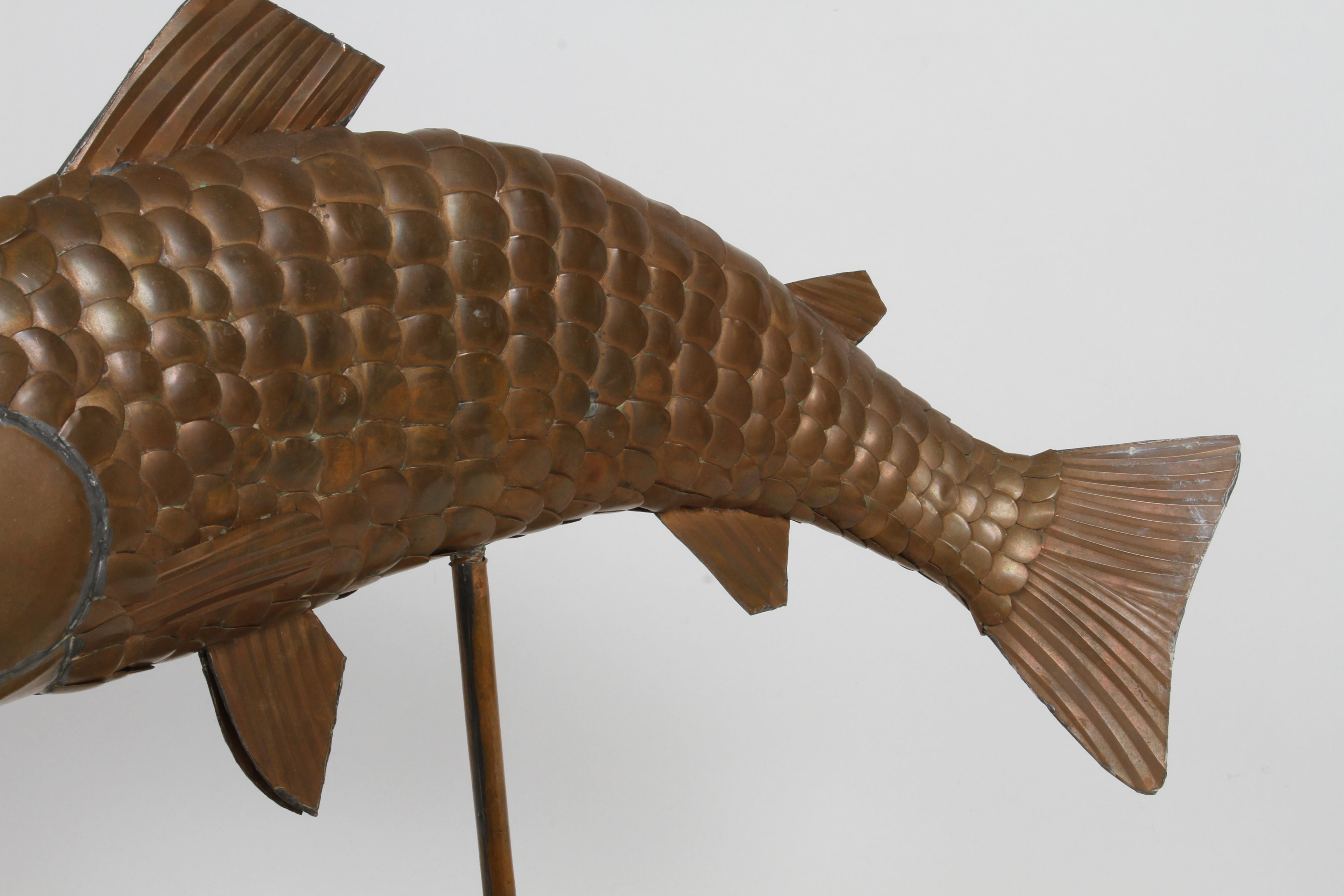 Sergio Bustamante Mexican Artist 1934-2014 Mounted Sculpture Copper Fish -Signed For Sale 6