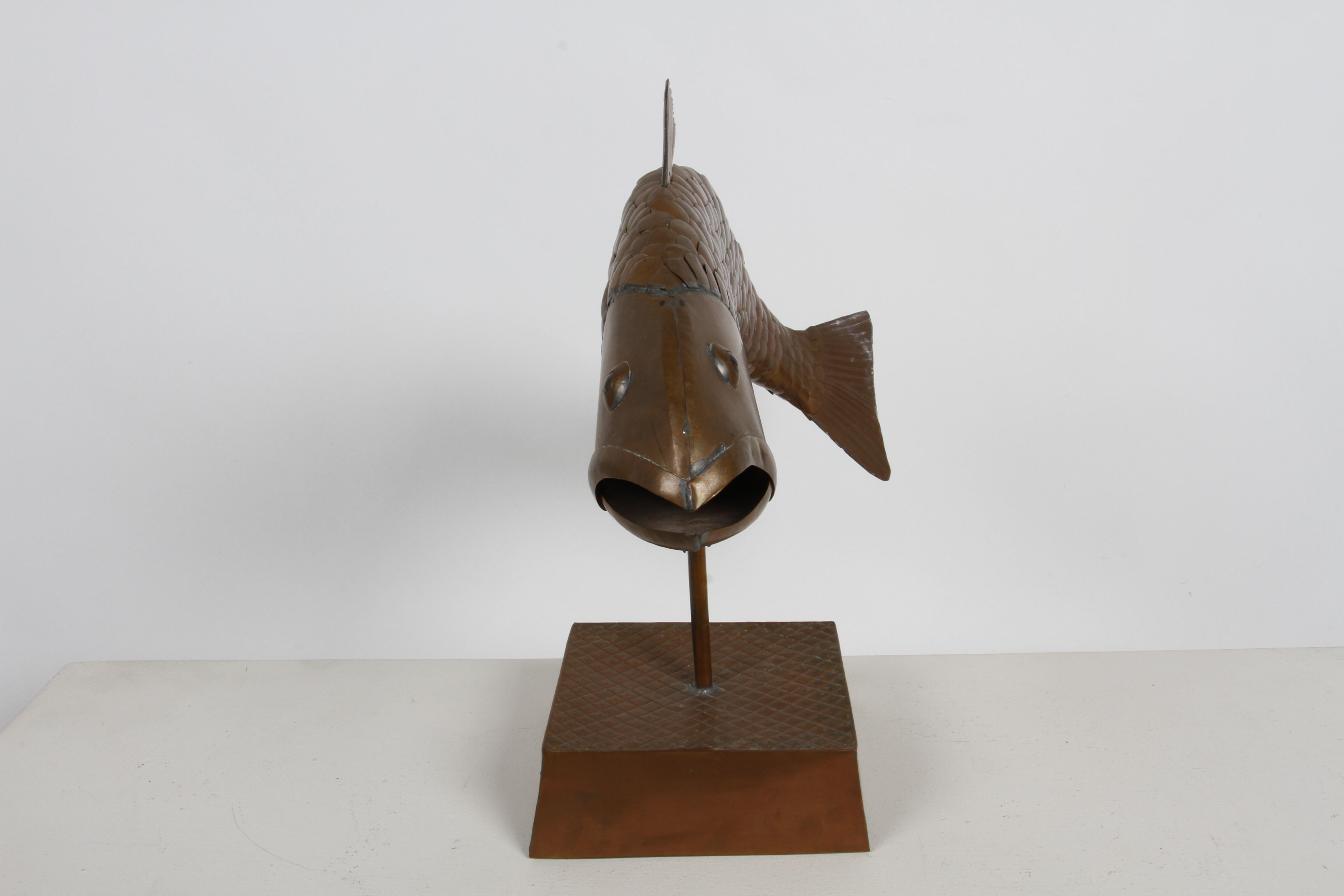 Sergio Bustamante Mexican Artist 1934-2014 Mounted Sculpture Copper Fish -Signed For Sale 7