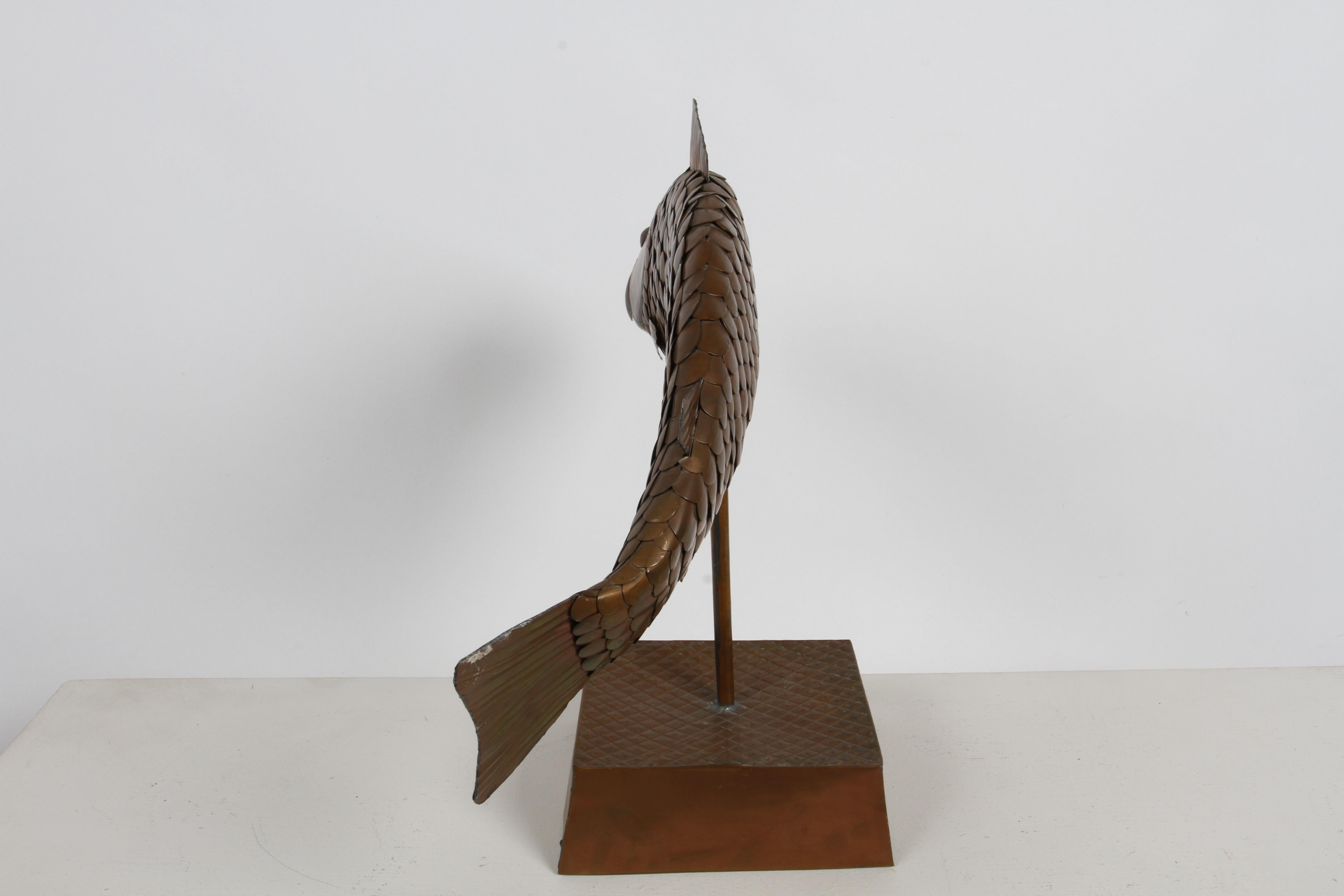 Sergio Bustamante Mexican Artist 1934-2014 Mounted Sculpture Copper Fish -Signed For Sale 9