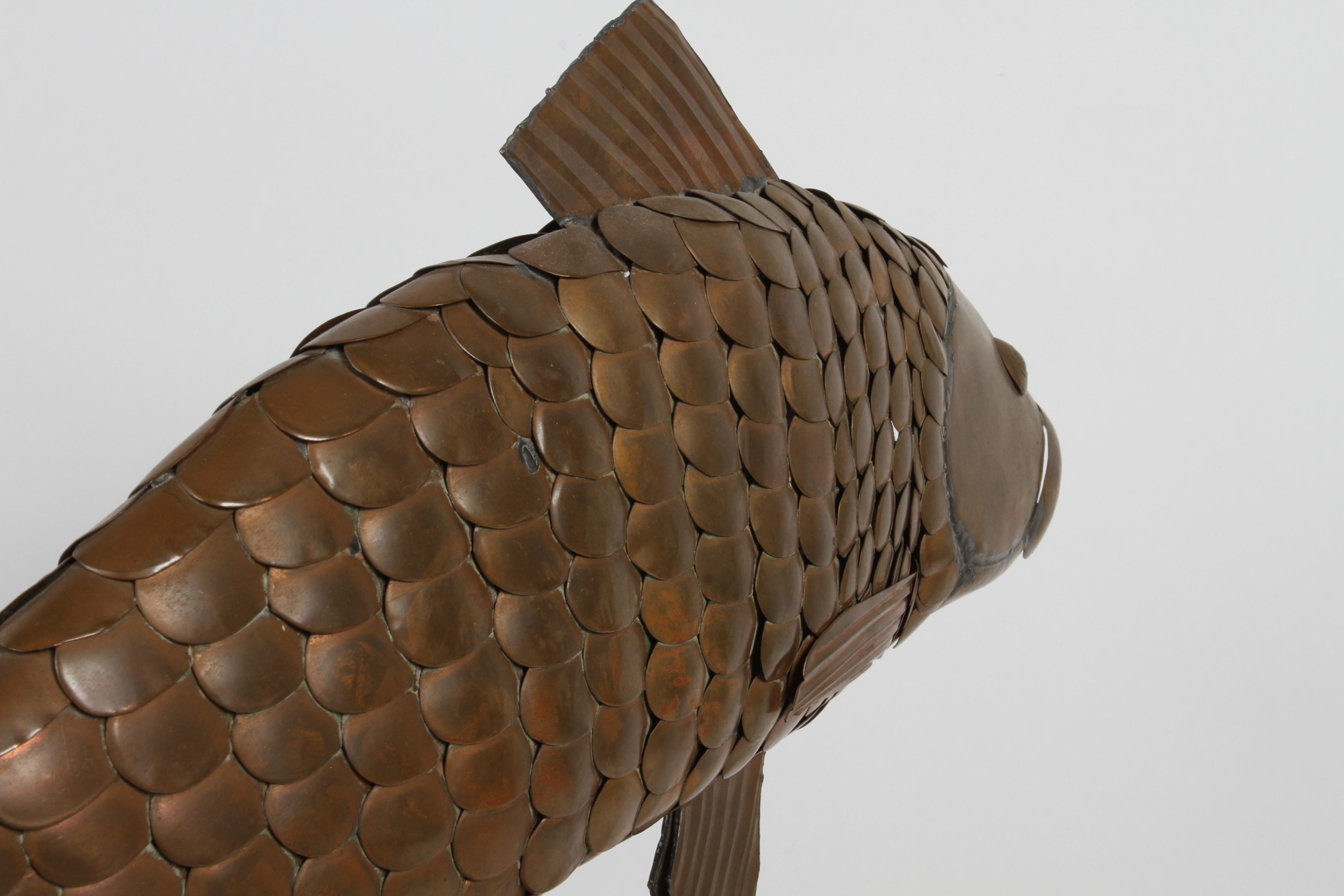 Sergio Bustamante Mexican Artist 1934-2014 Mounted Sculpture Copper Fish -Signed For Sale 10