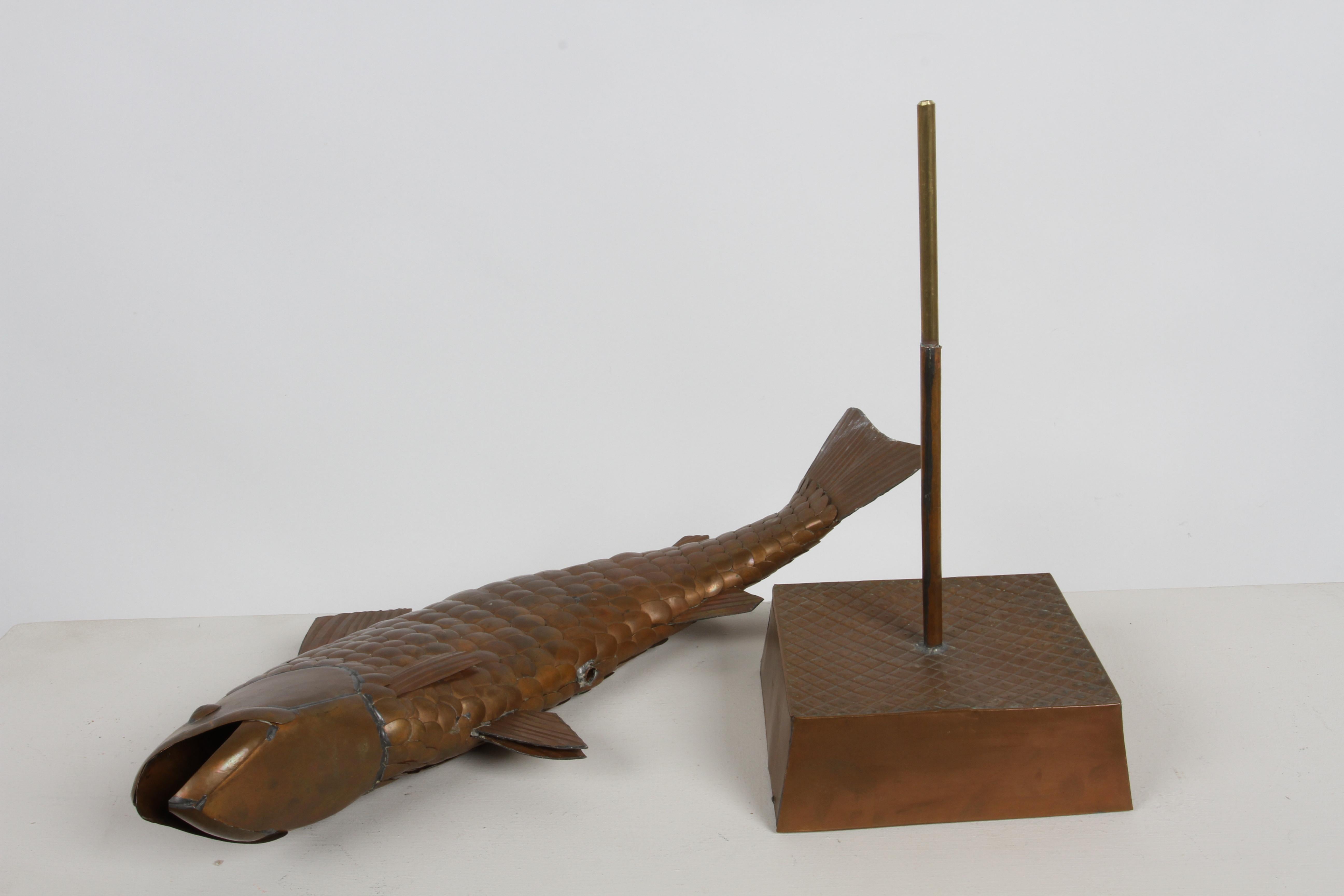Sergio Bustamante Mexican Artist 1934-2014 Mounted Sculpture Copper Fish -Signed For Sale 12